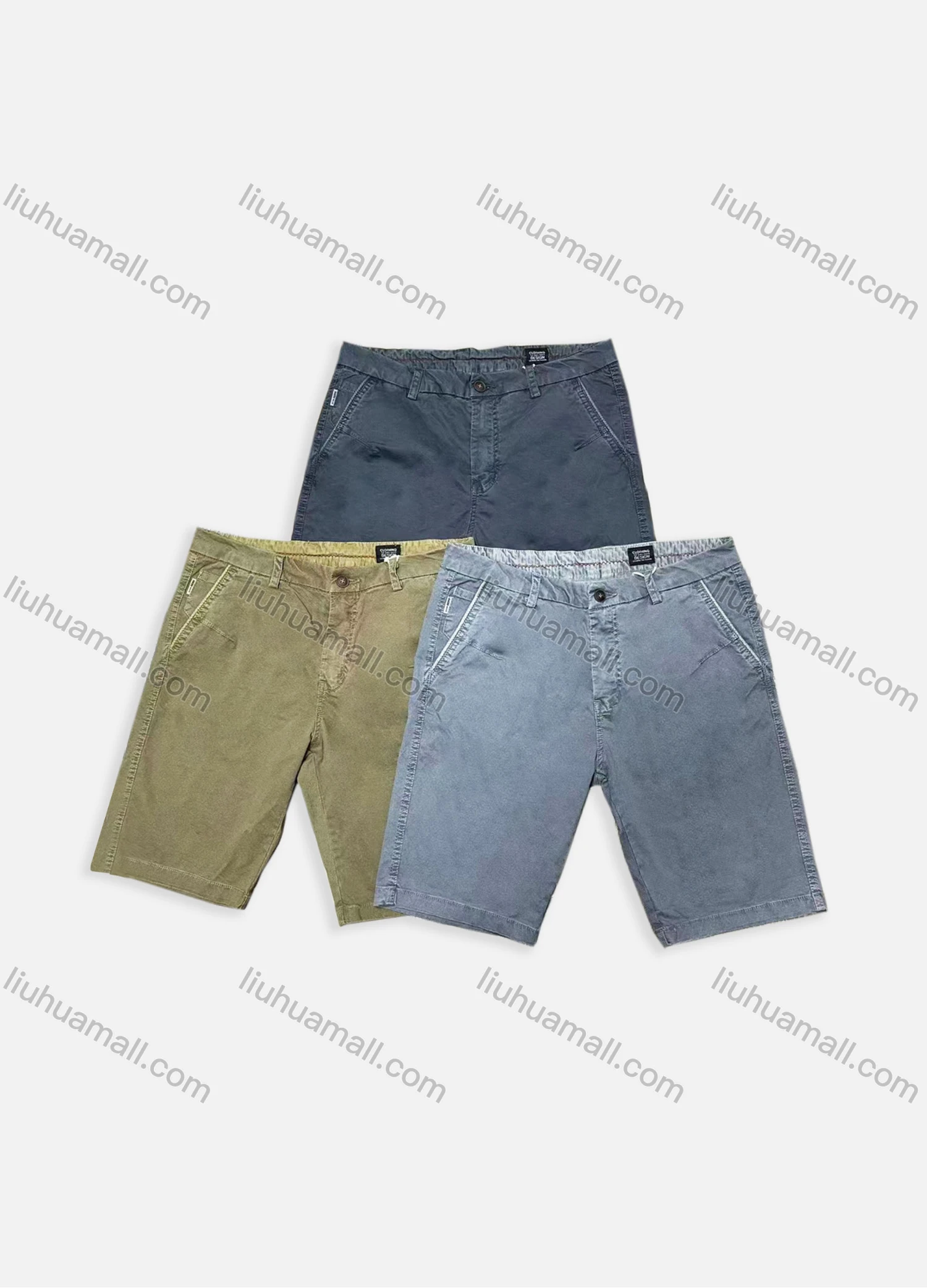 Wholesale Men's Casual Plain Button Closure Chino Shorts 9378# - Liuhuamall