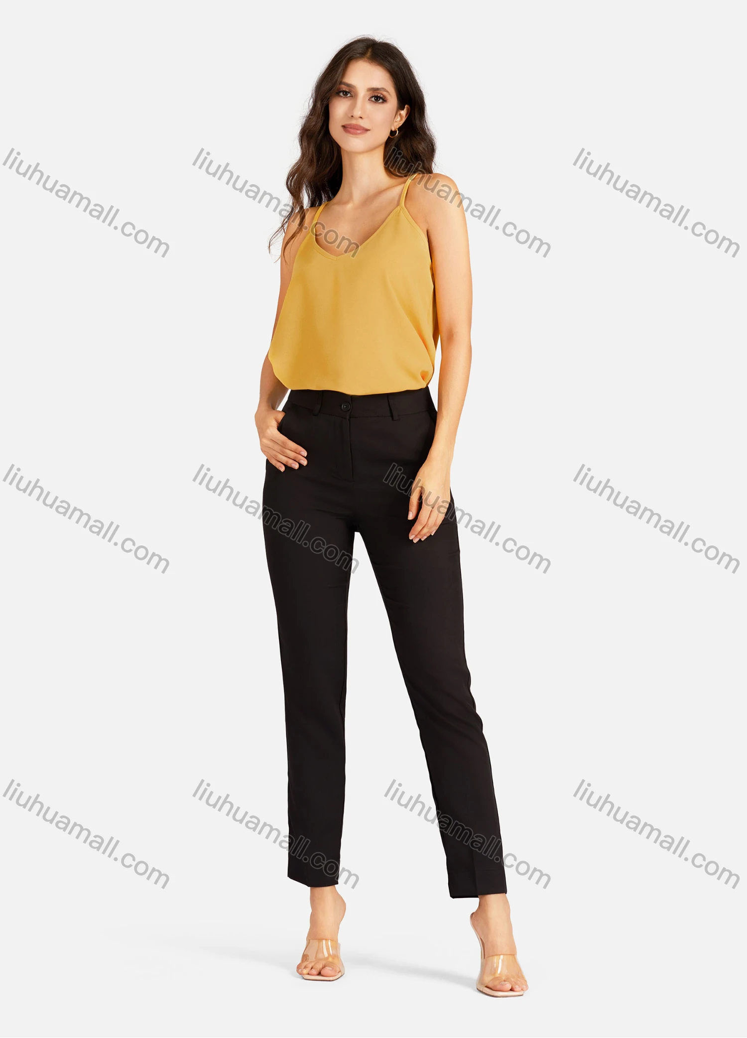 Wholesale Women's Casual Plain V Neck Cami Top - Liuhuamall