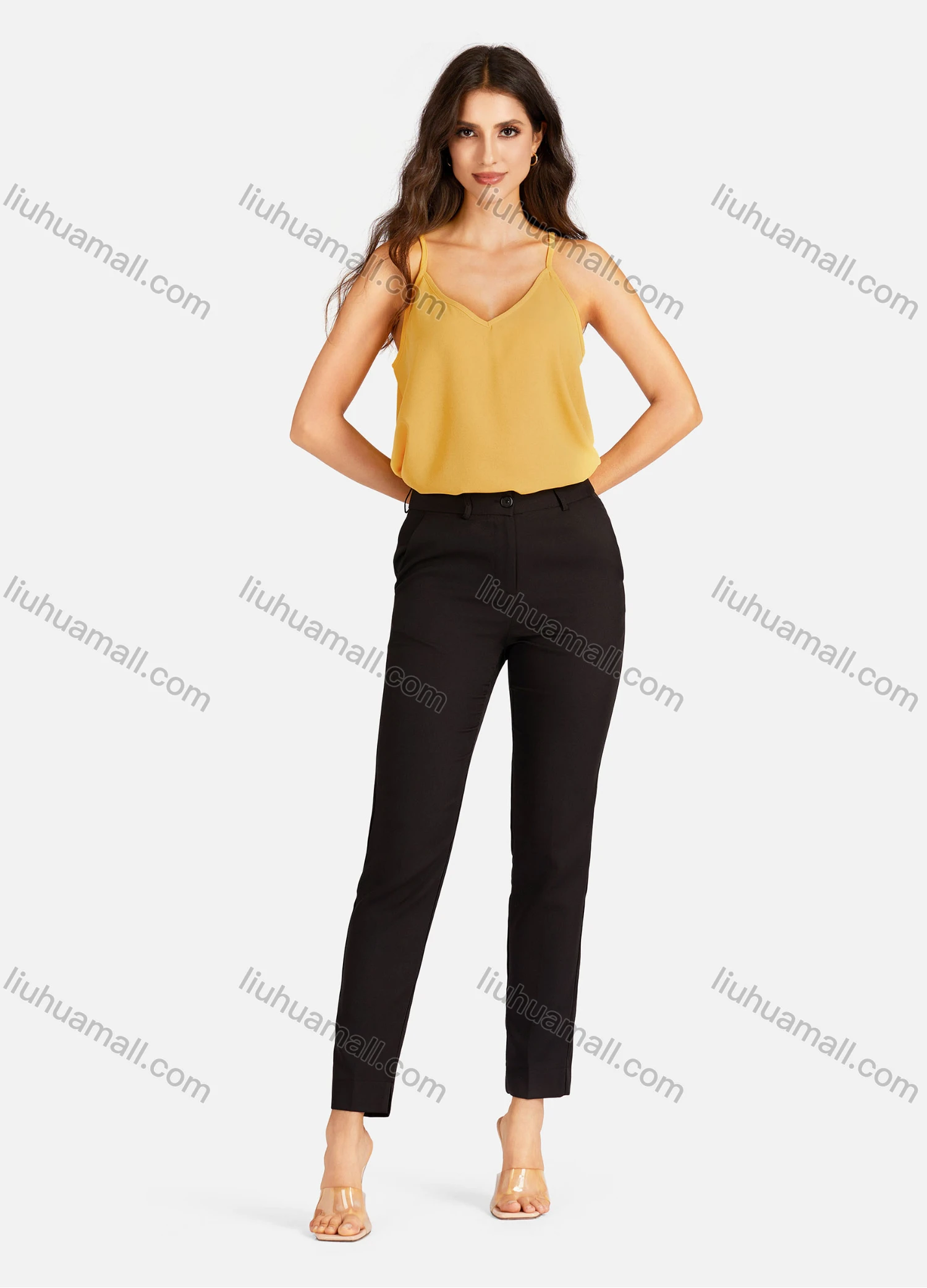 Wholesale Women's Casual Plain V Neck Cami Top - Liuhuamall