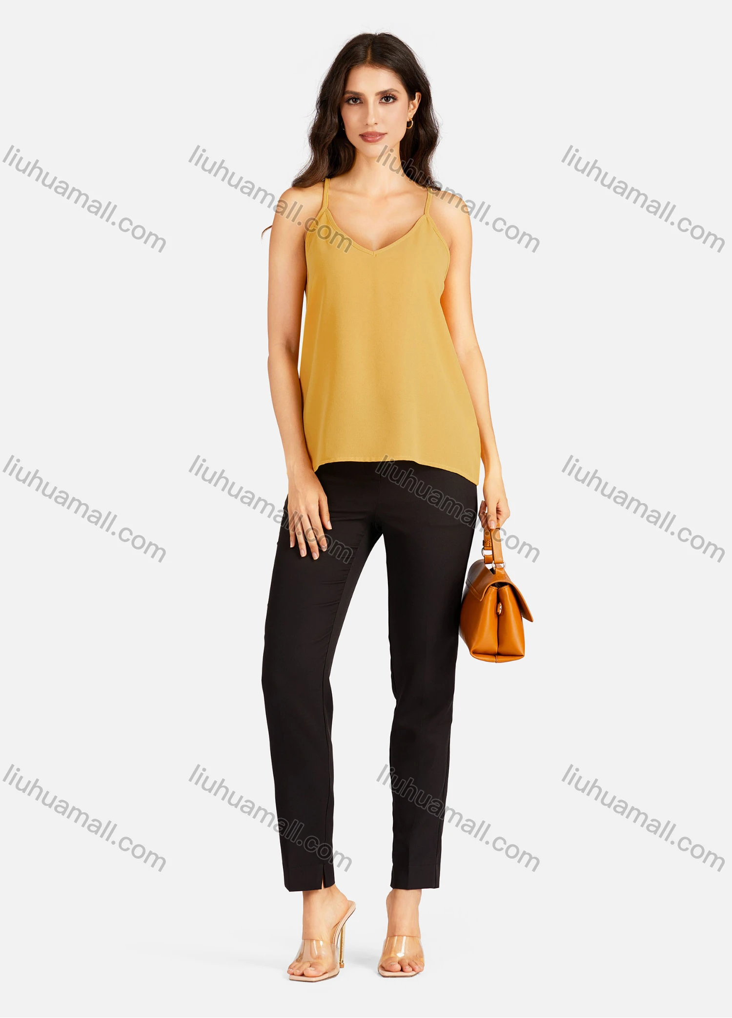 Wholesale Women's Casual Plain V Neck Cami Top - Liuhuamall