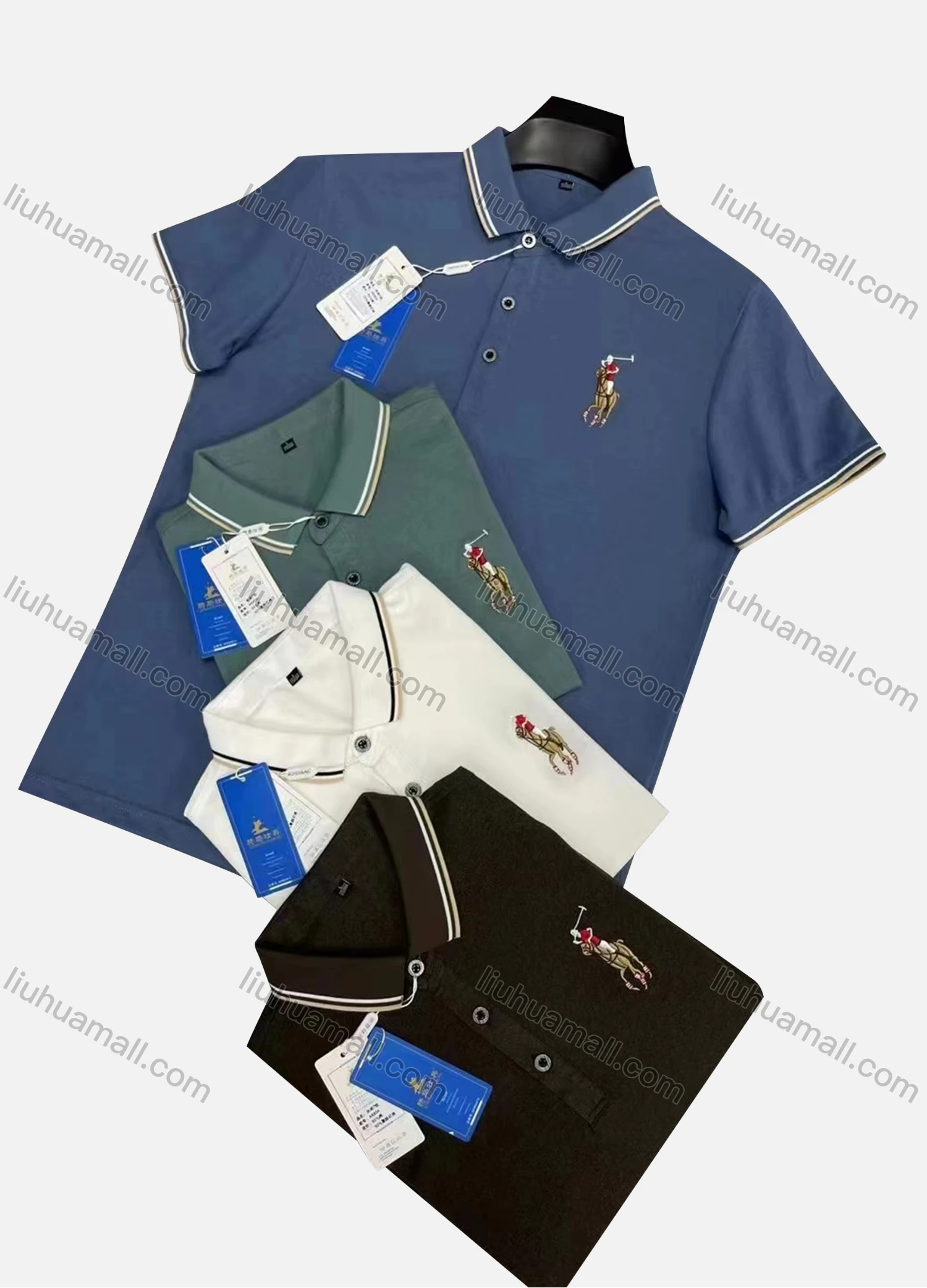 Wholesale Men's Casual Logo Short Sleeve Polo Shirt A6804# - Liuhuamall