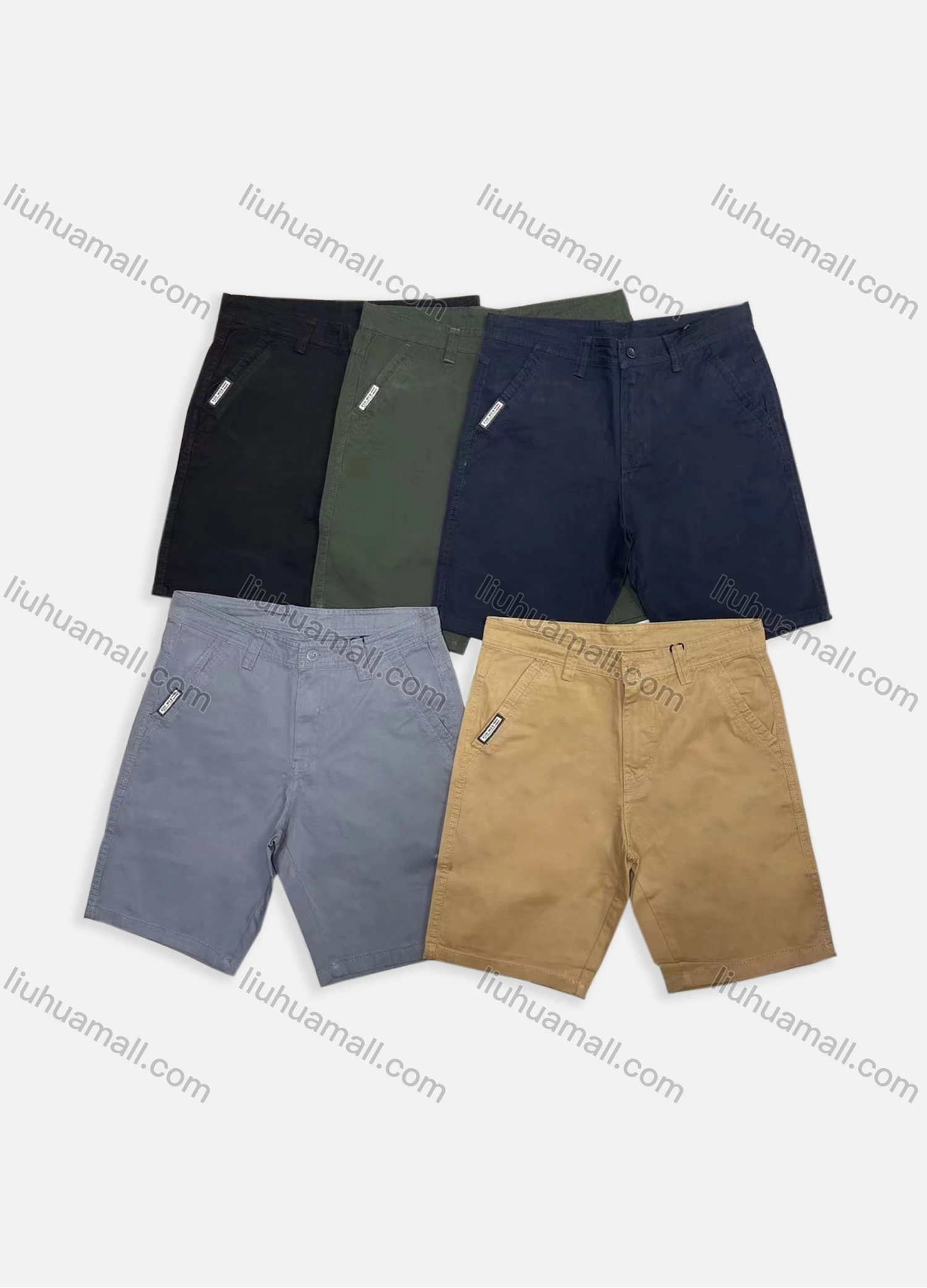 Wholesale Men's Casual Plain Multiple Pockets Button Closure Chino Shorts 17405# - Liuhuamall