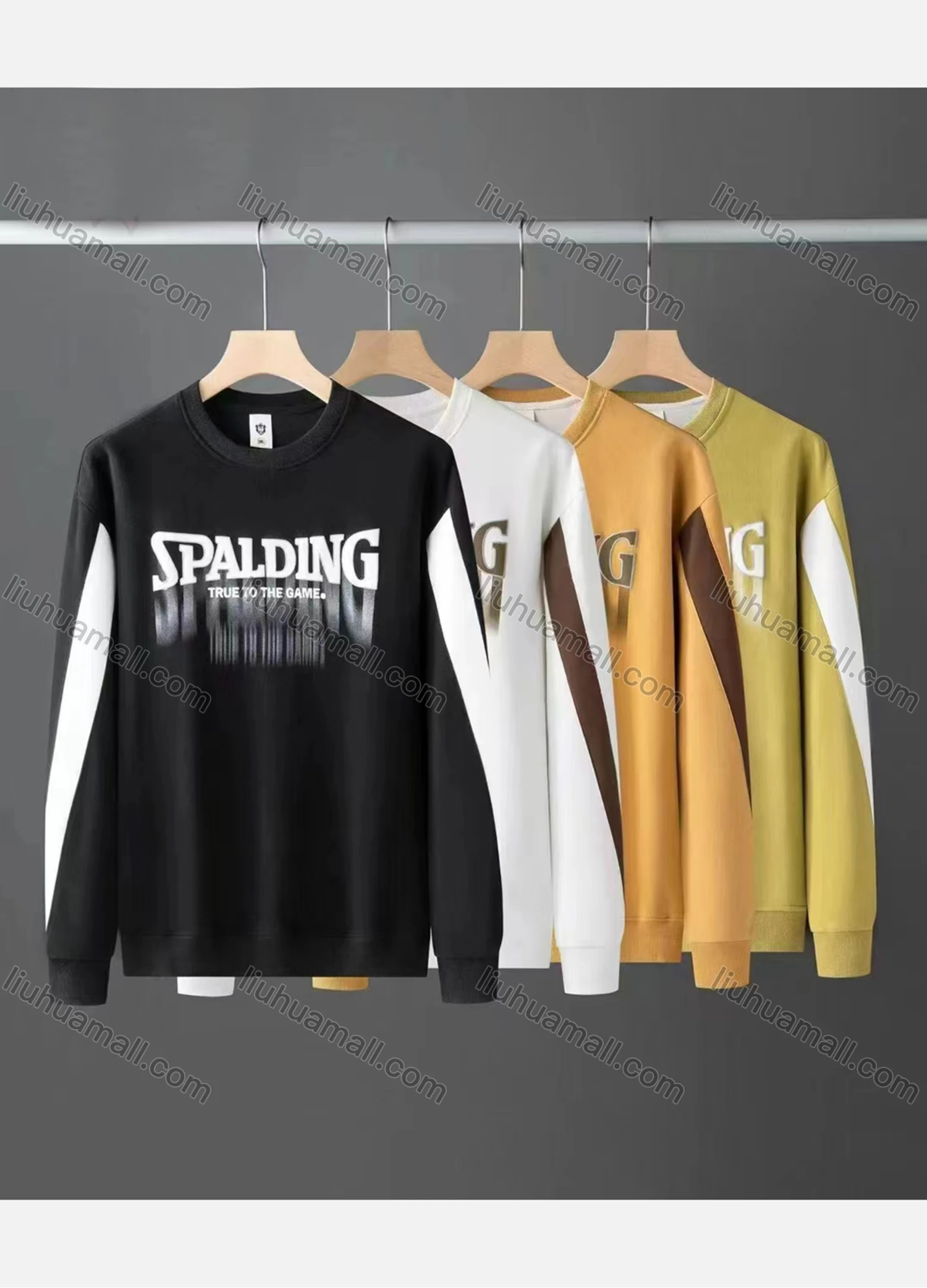 Wholesale Men's Casual Splicing Letter Graphic Long Sleeve Round Neck Sweatshirt P59# - Liuhuamall