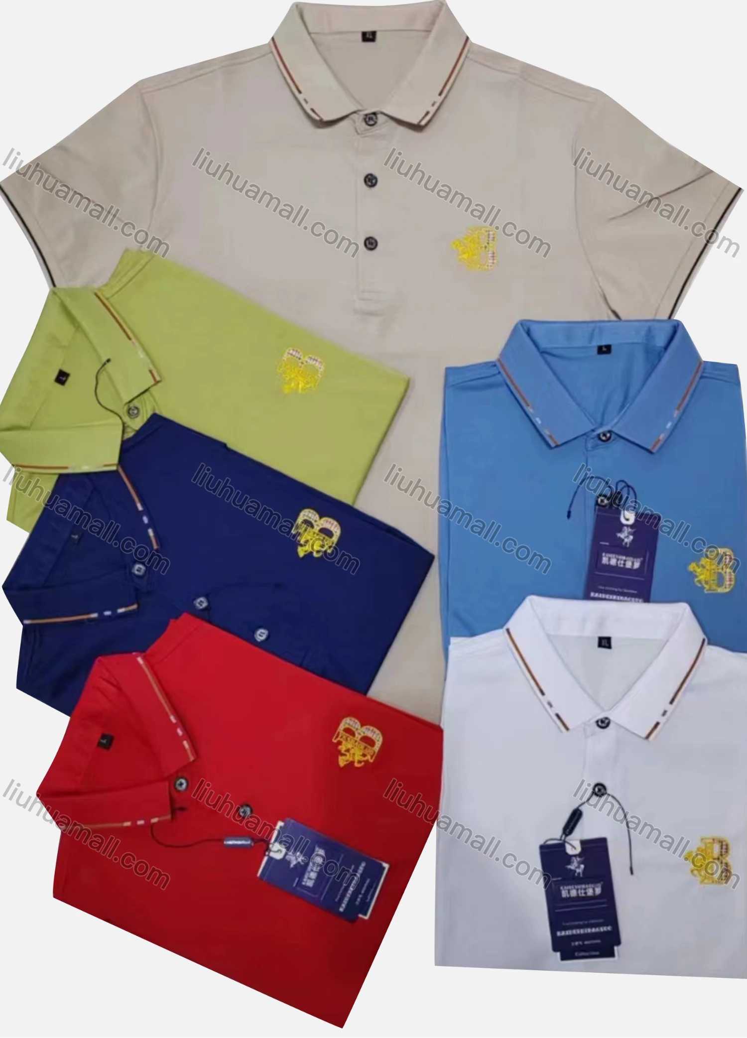 Wholesale Men's Casual Logo Short Sleeve Polo Shirt - Liuhuamall
