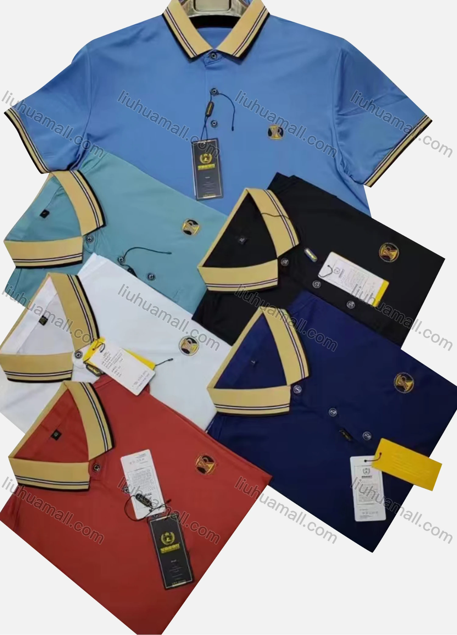 Wholesale Men's Casual Logo Short Sleeve Polo Shirt - Liuhuamall