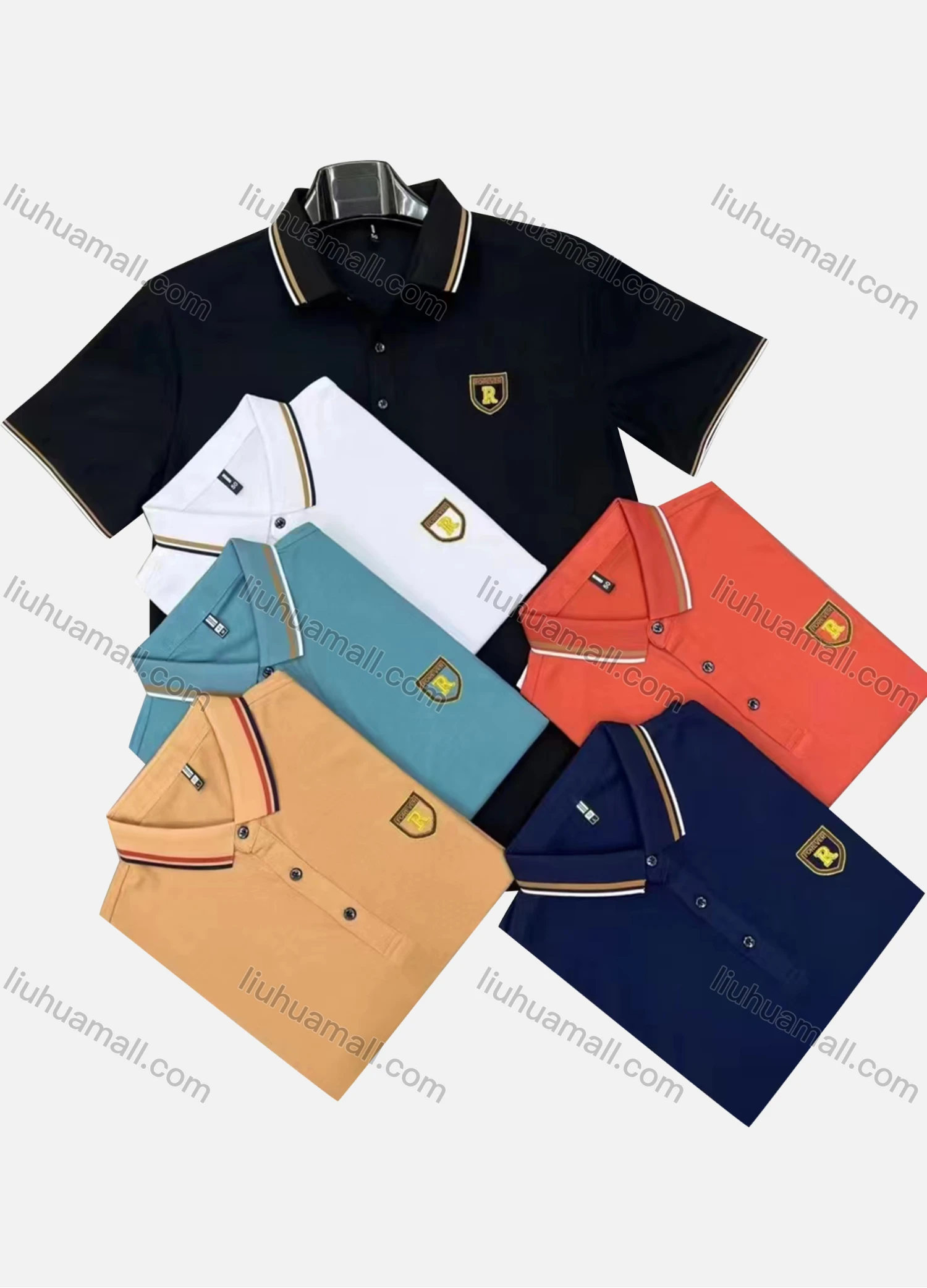 Wholesale Men's Casual Logo Short Sleeve Polo Shirt - Liuhuamall