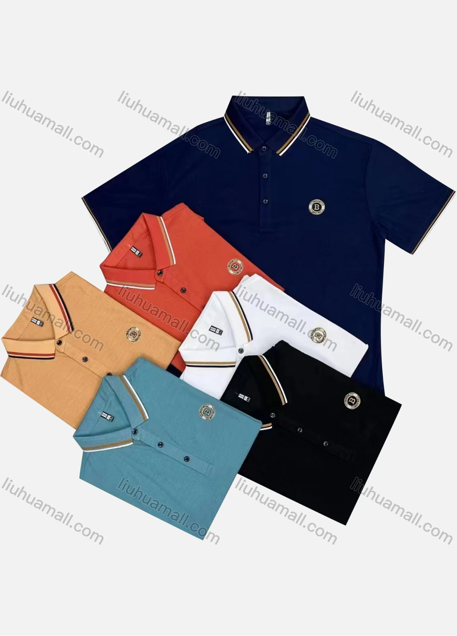 Wholesale Men's Casual Logo Short Sleeve Polo Shirt - Liuhuamall