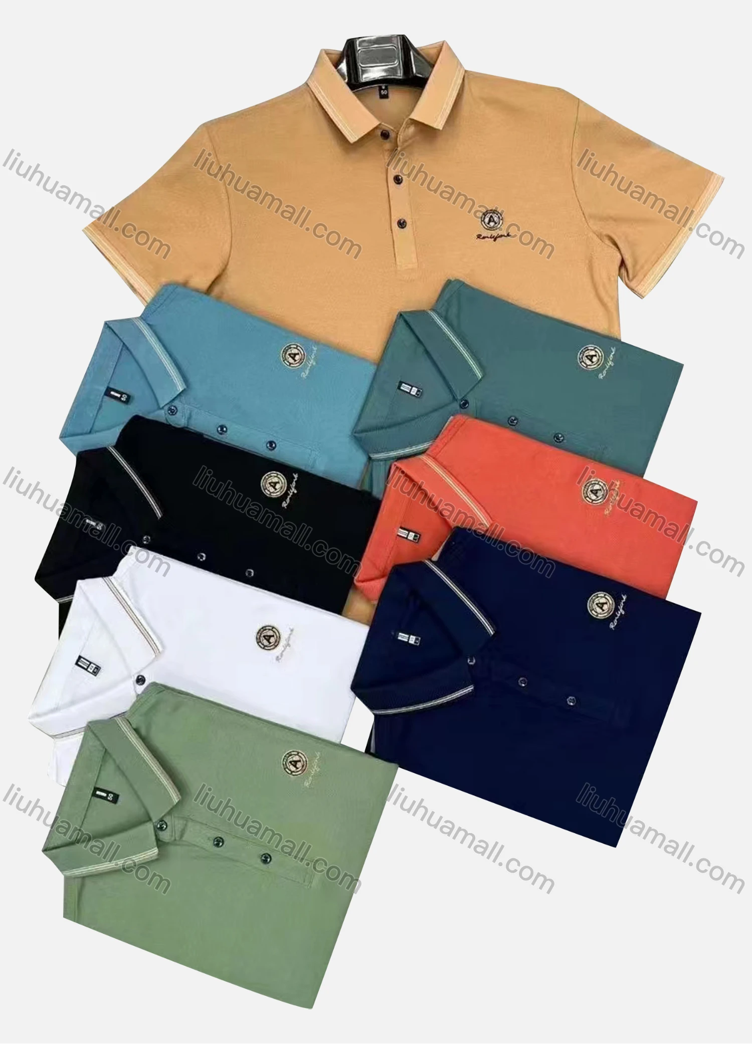 Wholesale Men's Casual Logo Short Sleeve Polo Shirt - Liuhuamall