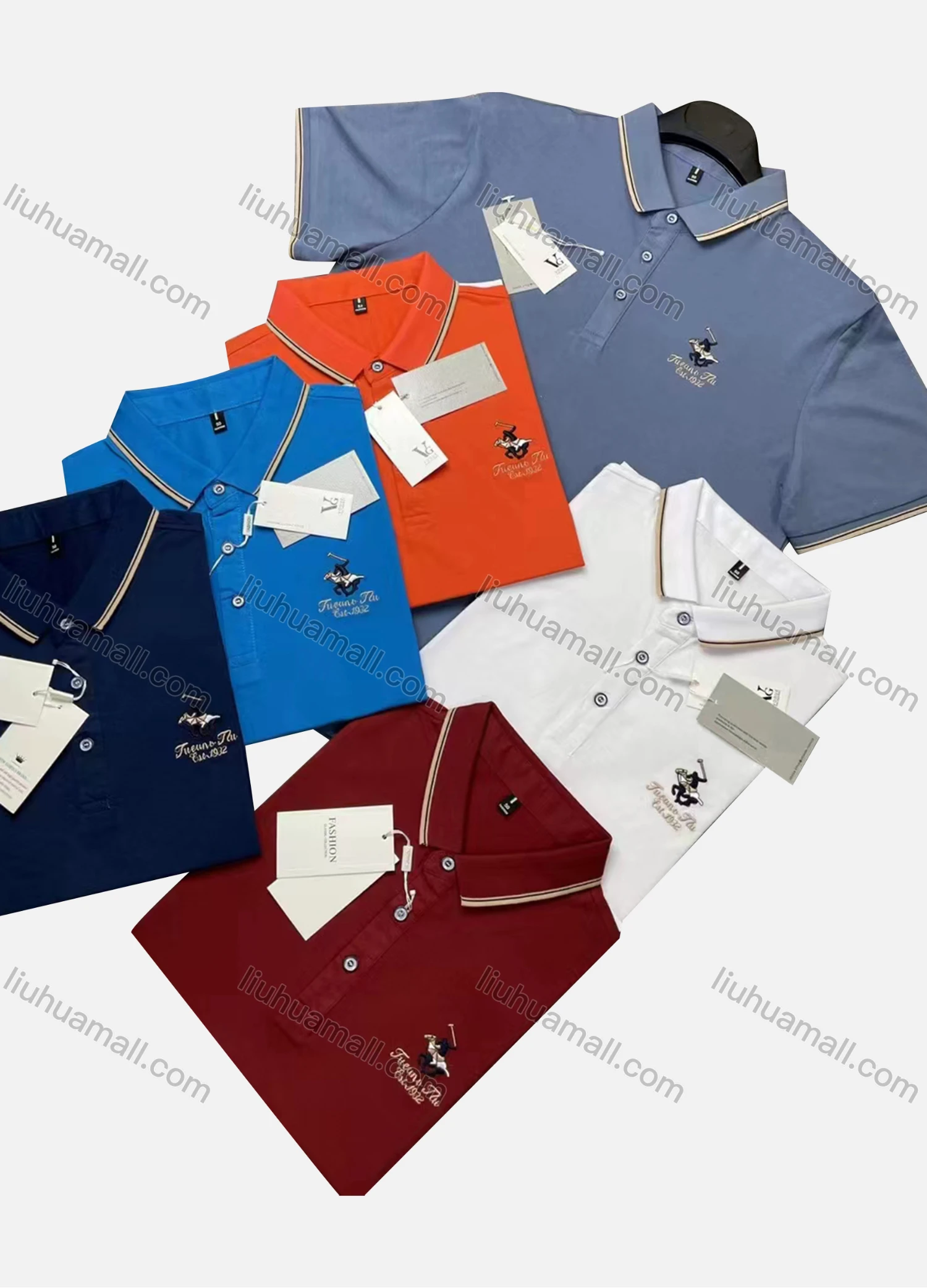 Wholesale Men's Casual Logo Short Sleeve Polo Shirt - Liuhuamall