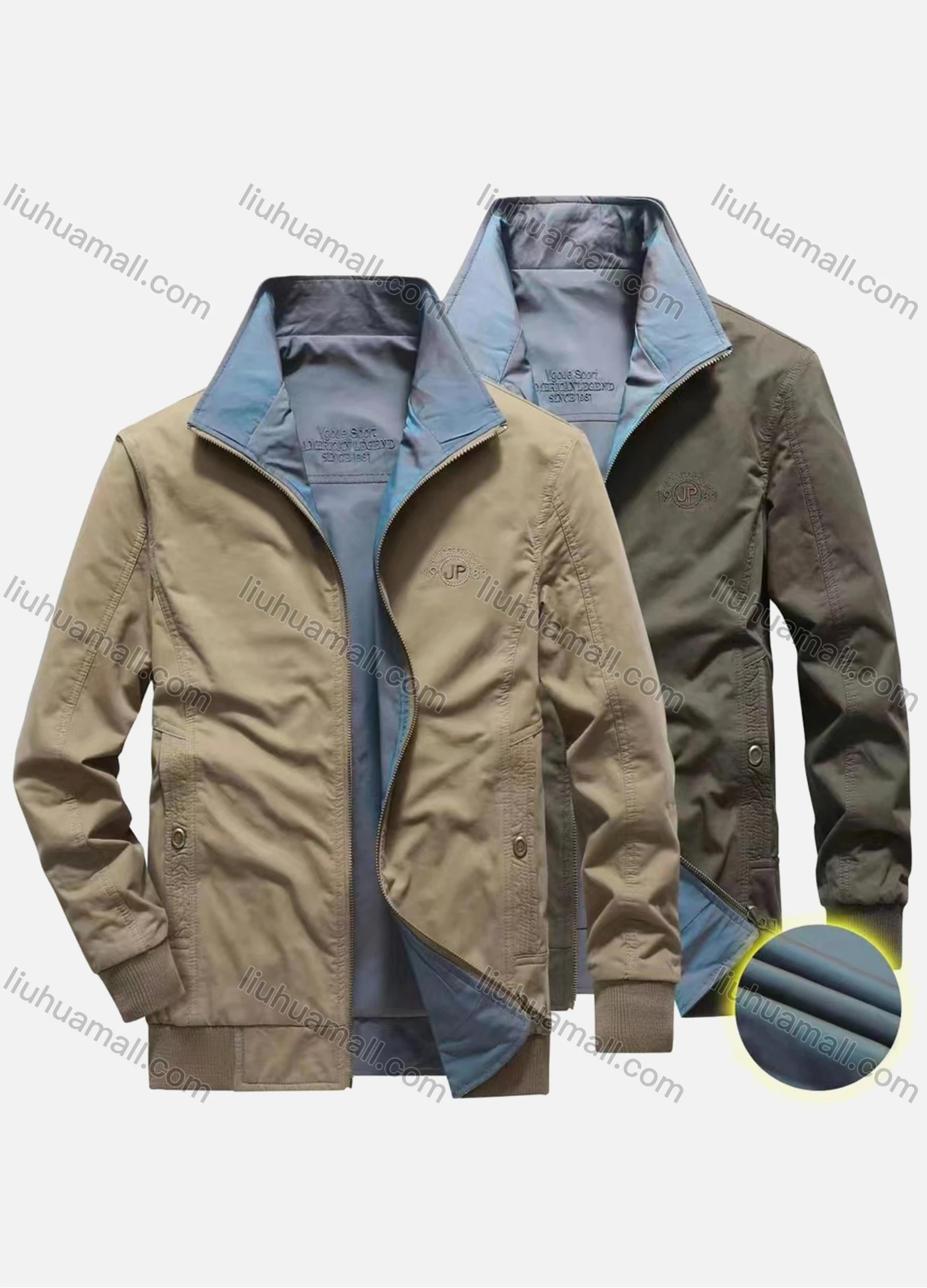 Wholesale Men's Casual High Neck Long Sleeve Windproof Button Decor Jacket 88906# - Liuhuamall