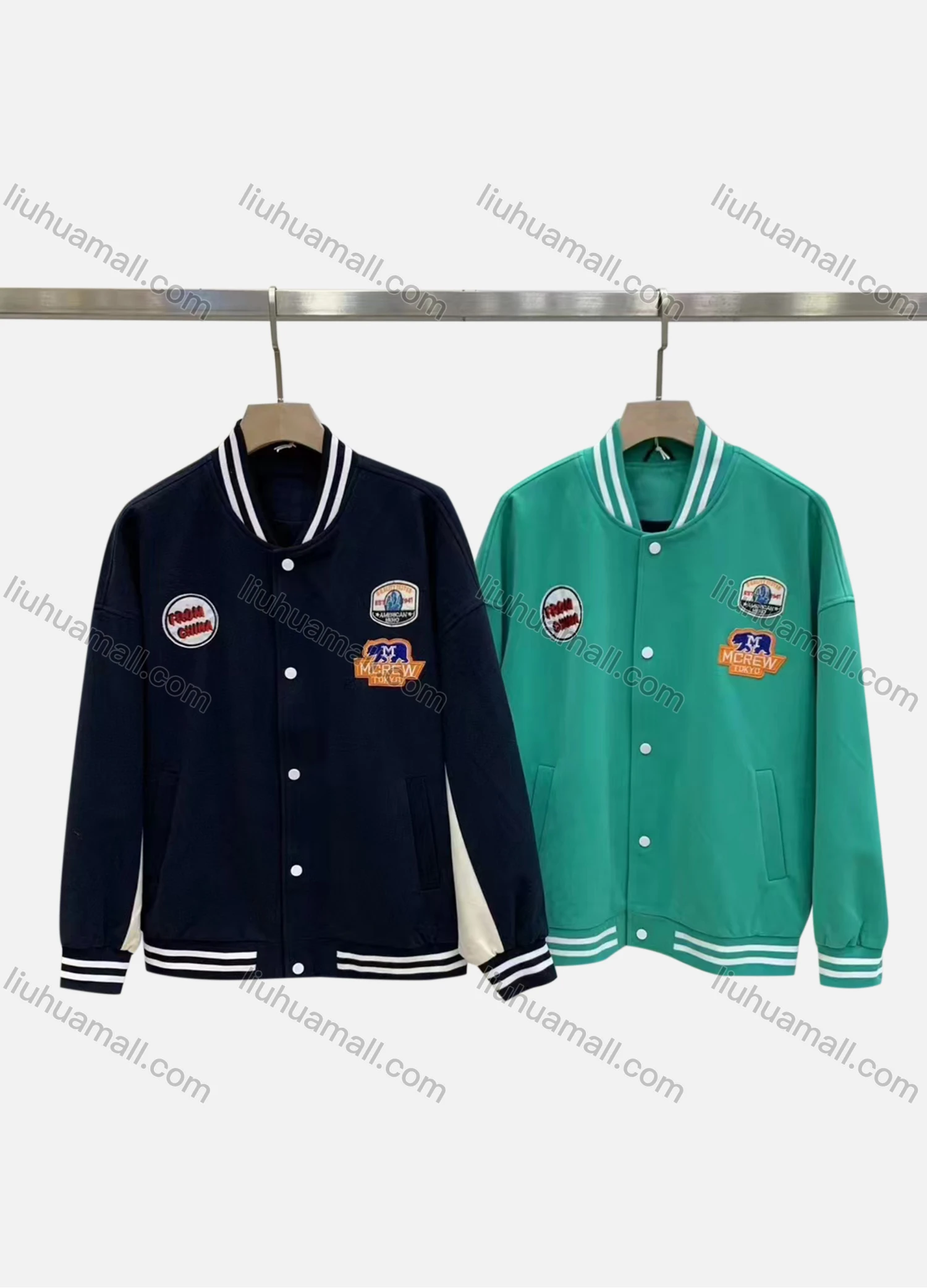 Wholesale Men's Casual Baseball Collar Sewing Label Button Down Baseball Jacket A282# - Liuhuamall