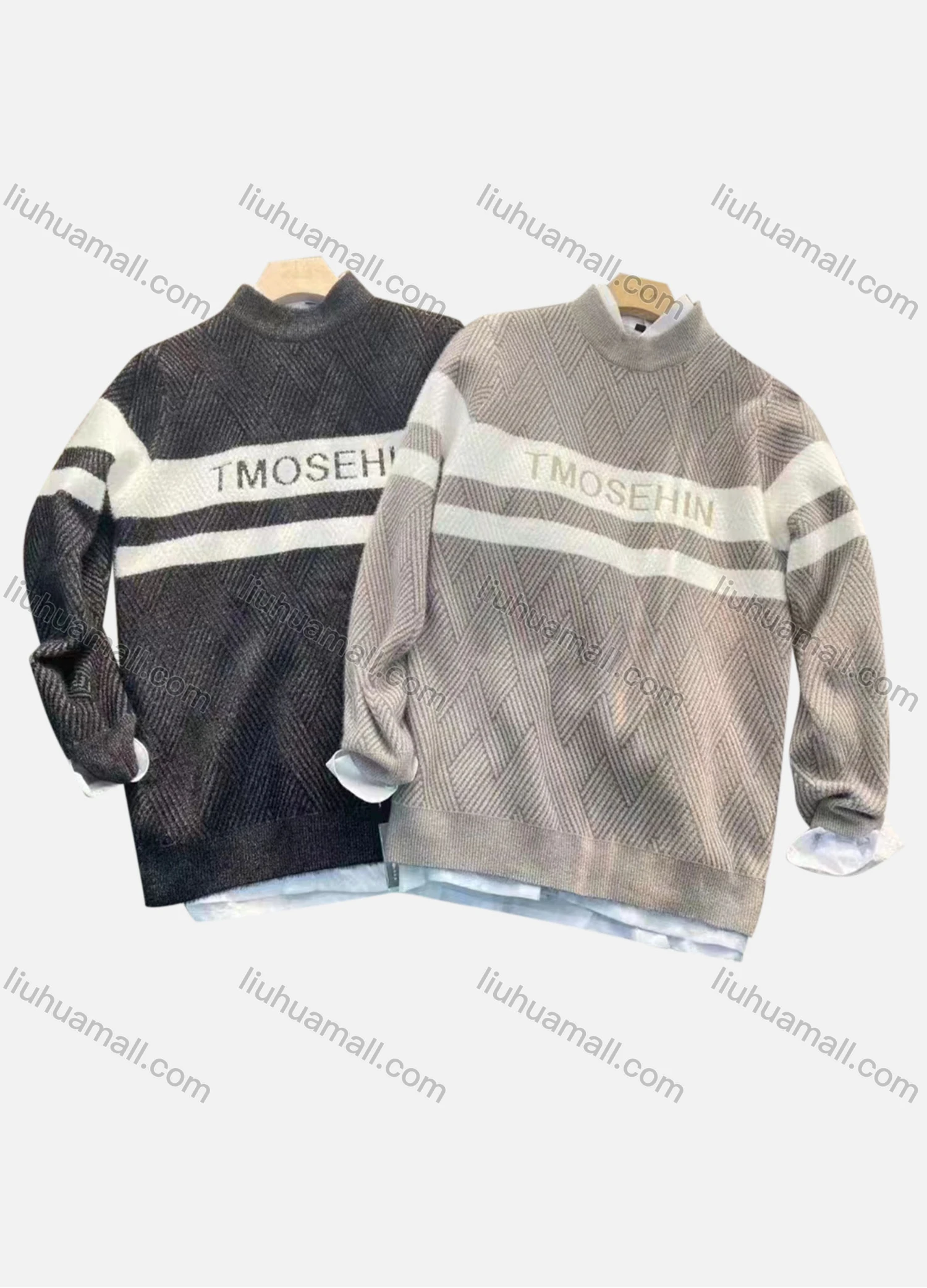 Wholesale Men's Casual Thermal Mock Neck Long Sleeve Knit Sweater 905# - Liuhuamall