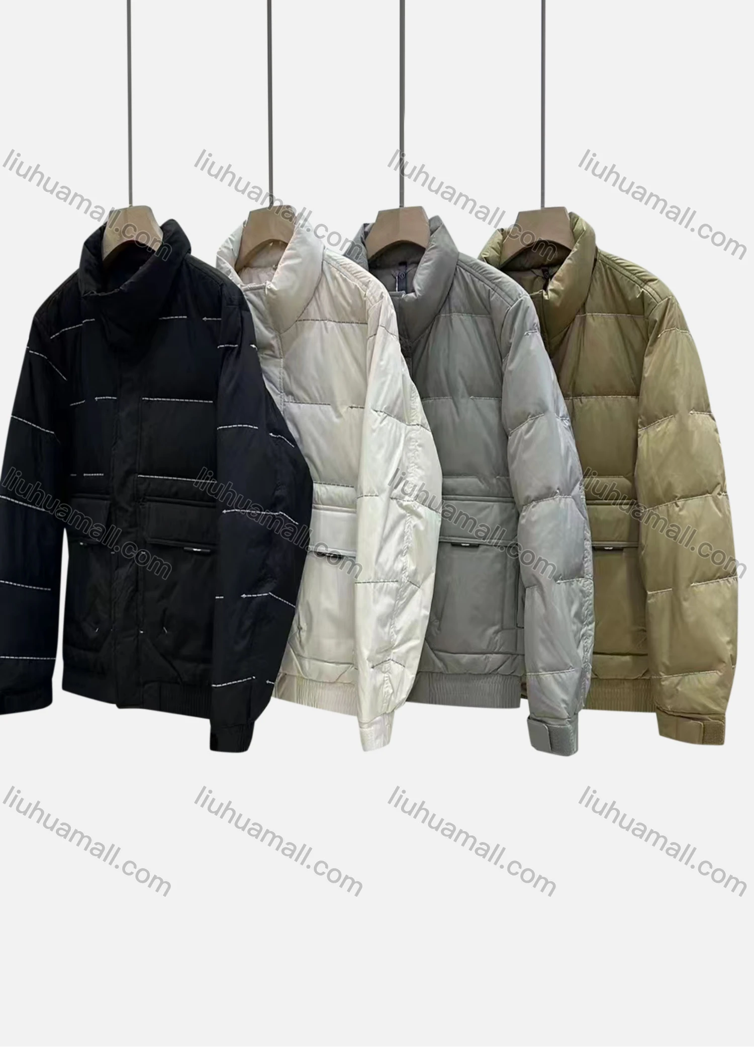 Wholesale Men's Casual Windproof Stand Collar Pockets Puffer Jacket 5001# - Liuhuamall
