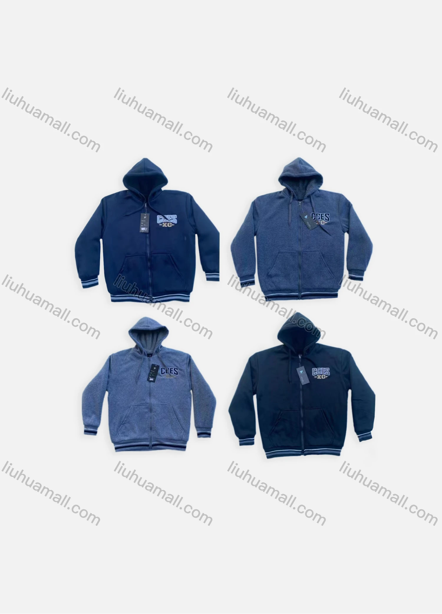 Wholesale Men's Casual Zipper Labelled Long Sleeve Drawstring Kangaroo Pocket Hoodie 602# - Liuhuamall