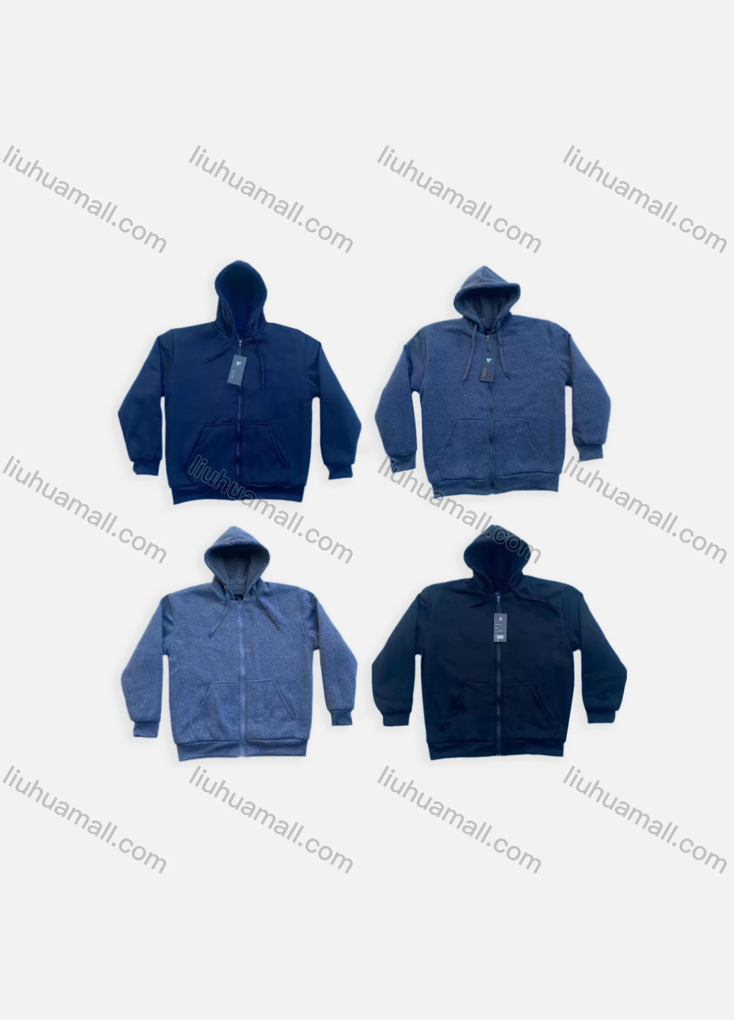 Wholesale Men's Casual Zipper Plain Long Sleeve Drawstring Kangaroo Pocket Hoodie 603# - Liuhuamall