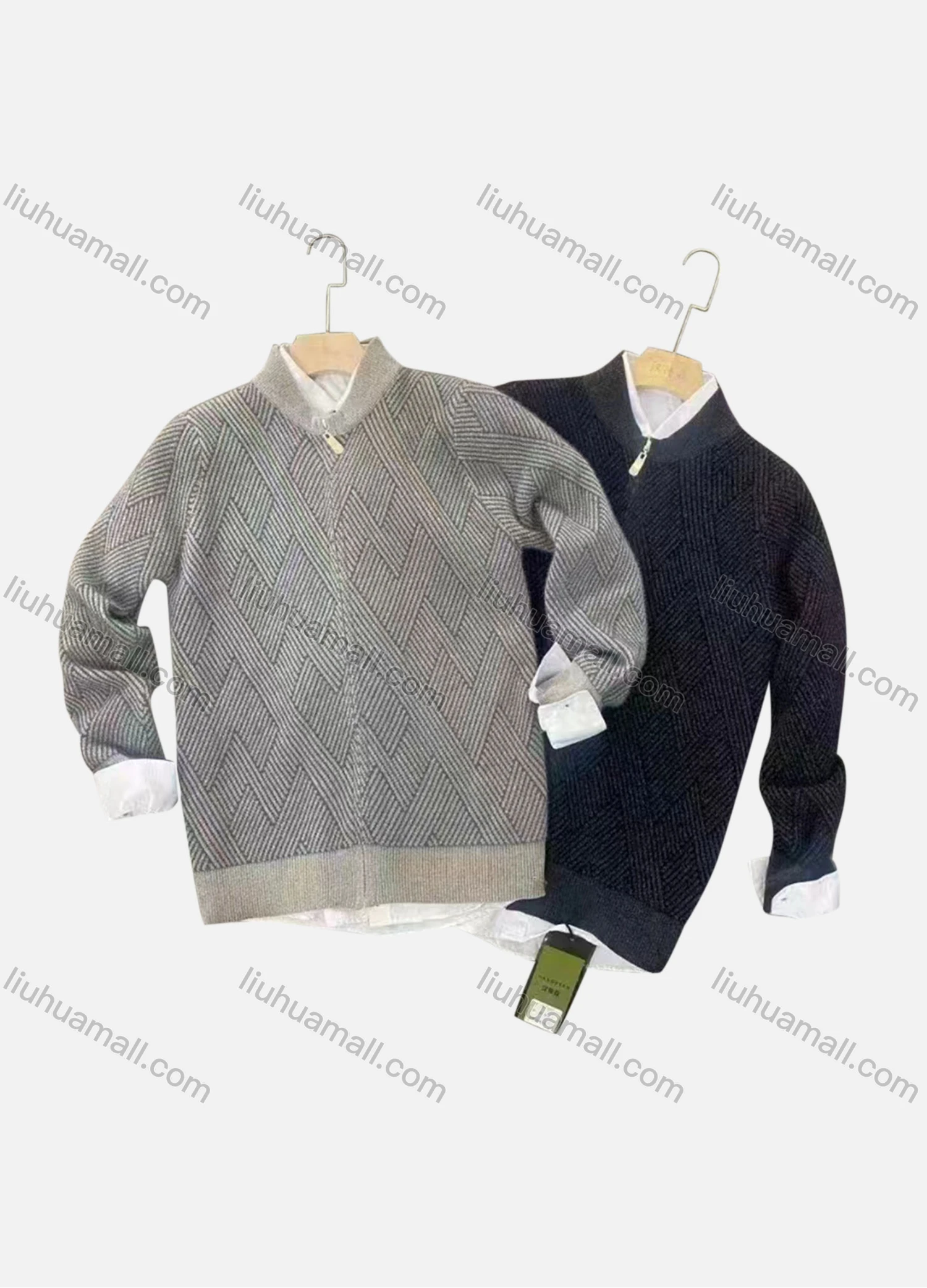 Wholesale Men's Casual Striped Long Sleeve Pockets Knitted Jacket 6611# - Liuhuamall