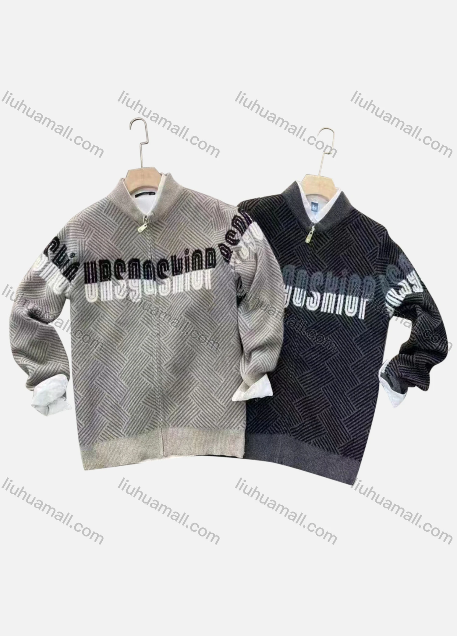 Wholesale Men's Casual Letter Long Sleeve Pockets Knitted Jacket 6616# - Liuhuamall