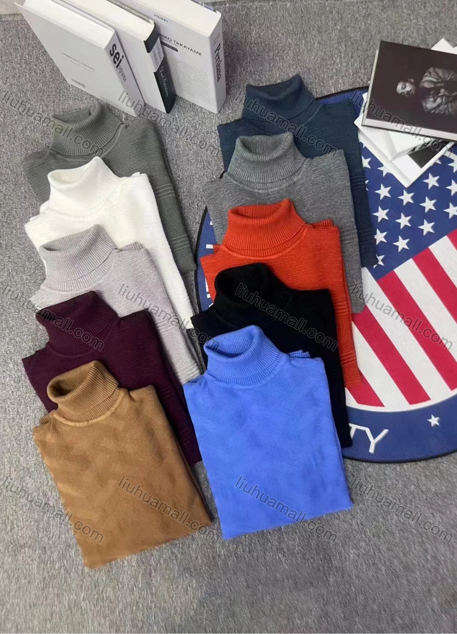 Wholesale Men's Casual Thermal Turtleneck Long Sleeve Knit Sweater 6822# - Liuhuamall