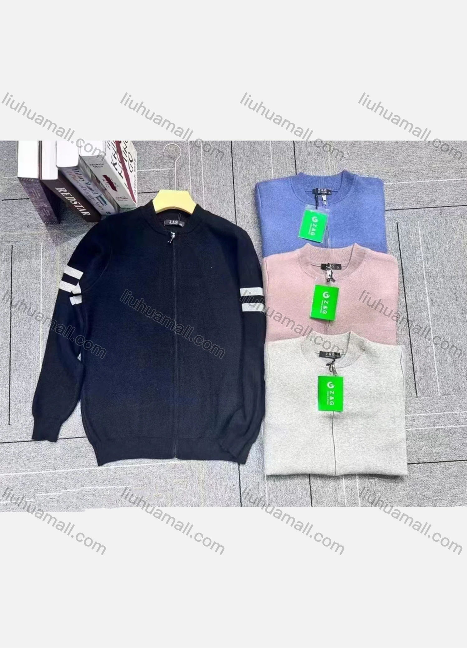 Wholesale Men's Casual Striped Long Sleeve Zipper Jacket 23134# - Liuhuamall