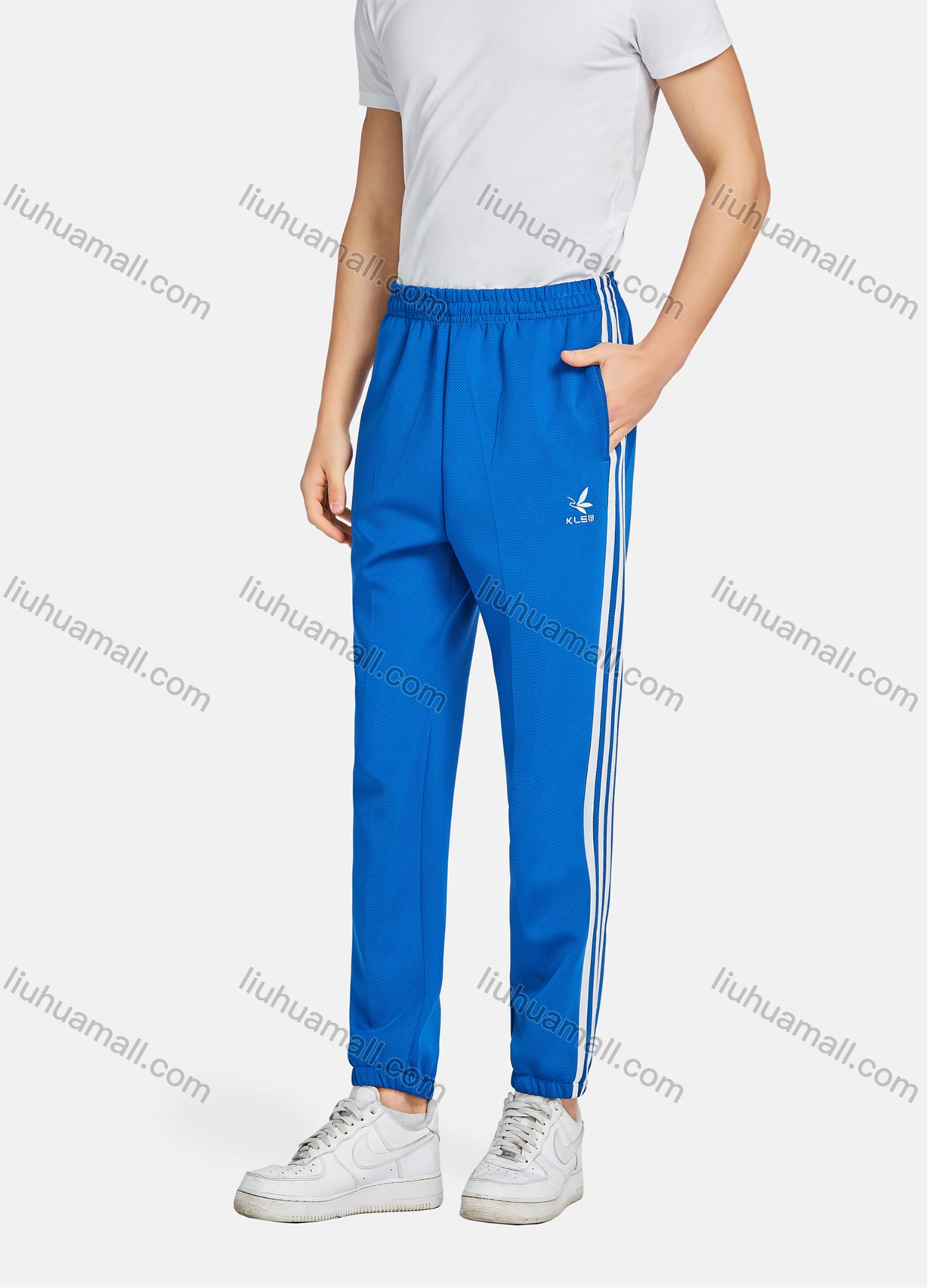 Wholesale Men's Athletic Workout Zip Long Sleeve Stand Collar Jacket & Straight Leg Ankle Length Joggers 2 Piece Sports Set - Liuhuamall