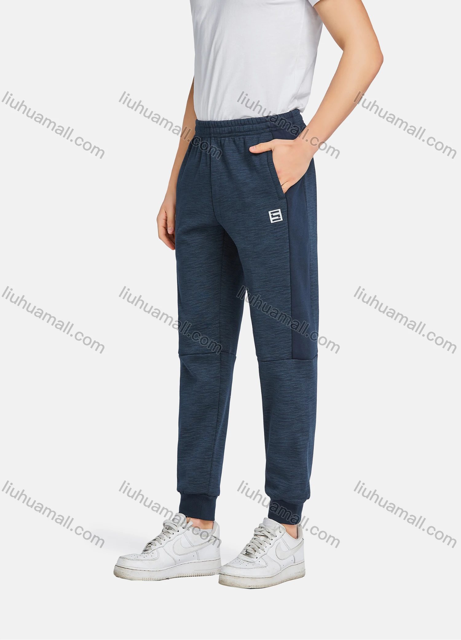 Wholesale Men's Athletic Workout Plain Zip Long Sleeve Zipper Pockets Hoodie & Ankle Length Jogger 2 Piece Sports Set - Liuhuamall