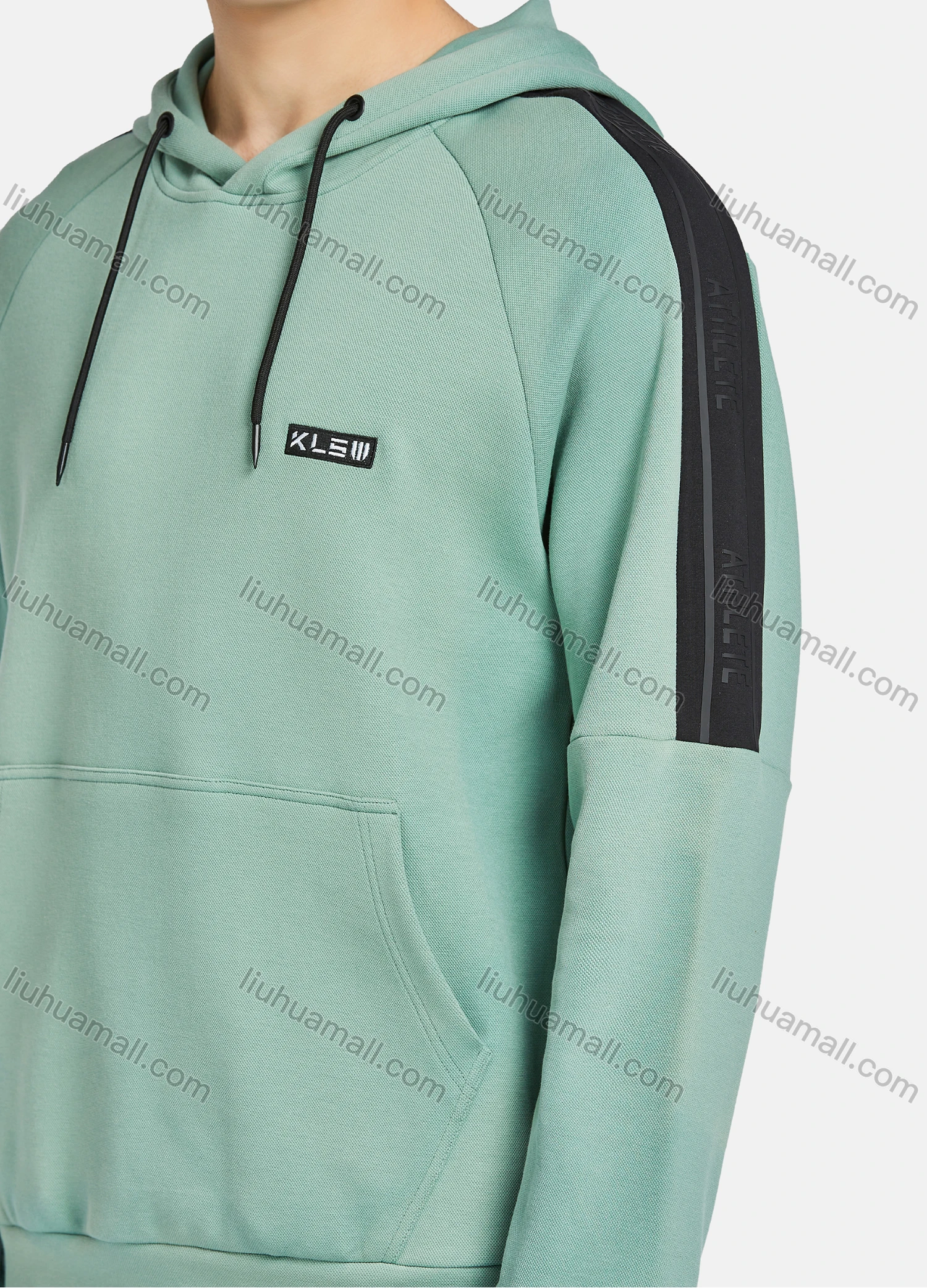 Wholesale Men's Athletic Workout Drawstring Long Sleeve Kangaroo Pocket Hoodie & Ankle Length Jogger 2 Piece Sports Set - Liuhuamall