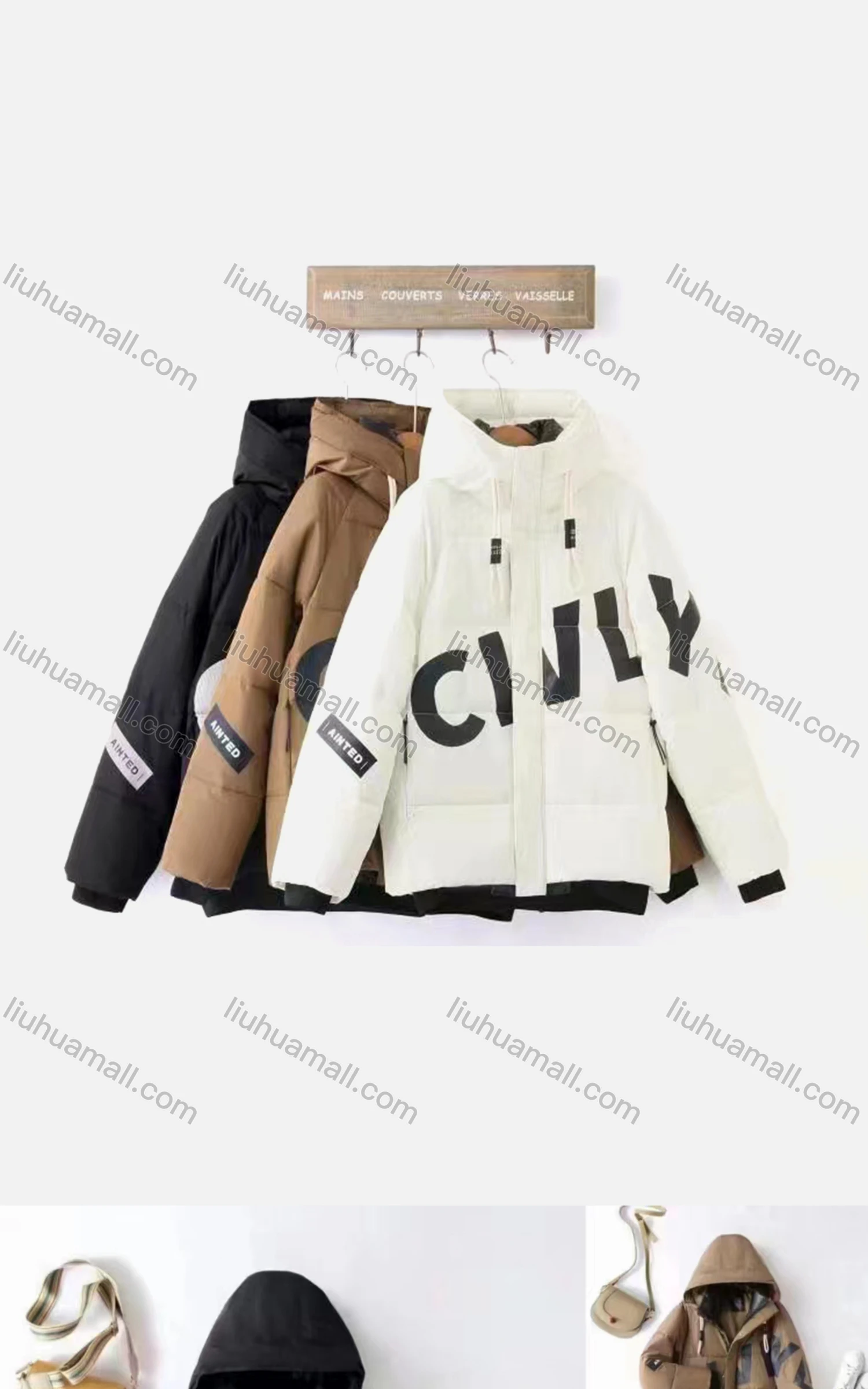 Wholesale Women's Casual Thermal Drawstring Hooded Letter Puffer Coat 2301# - Liuhuamall