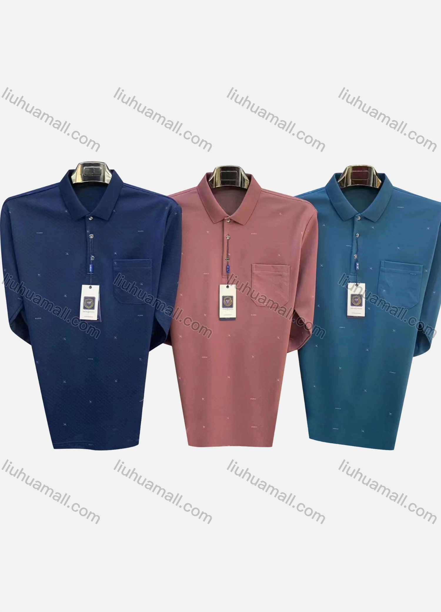 Wholesale Men's Casual Patch Pocket Long Sleeve Polo Shirt 6635# - Liuhuamall
