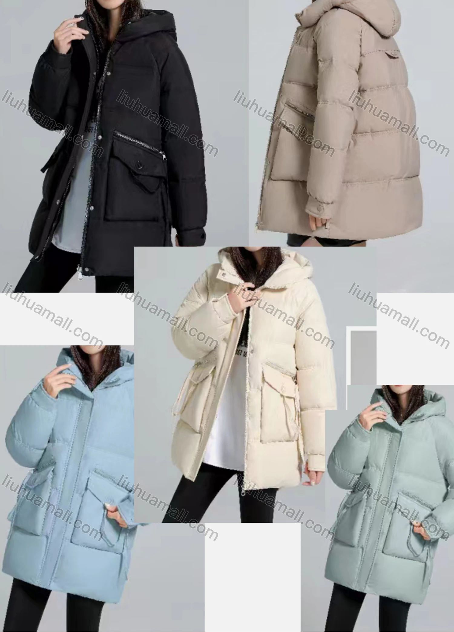Wholesale Women's Casual Hooded Long Sleeve Mid Length Puffer Coat 8310# - Liuhuamall