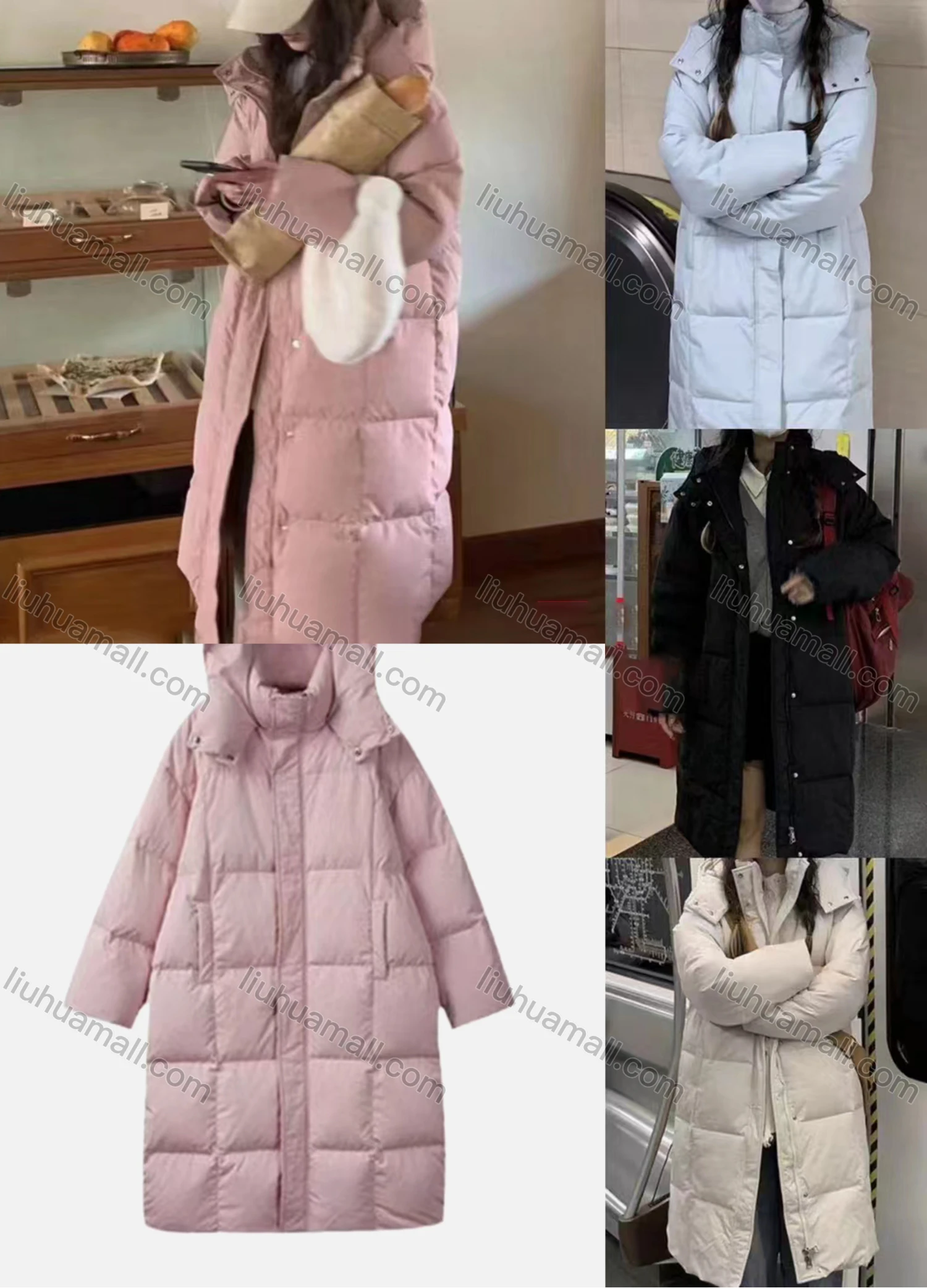 Wholesale Women's Casual Hooded Long Sleeve Thermal Pockets Puffer Coat C6906# - Liuhuamall