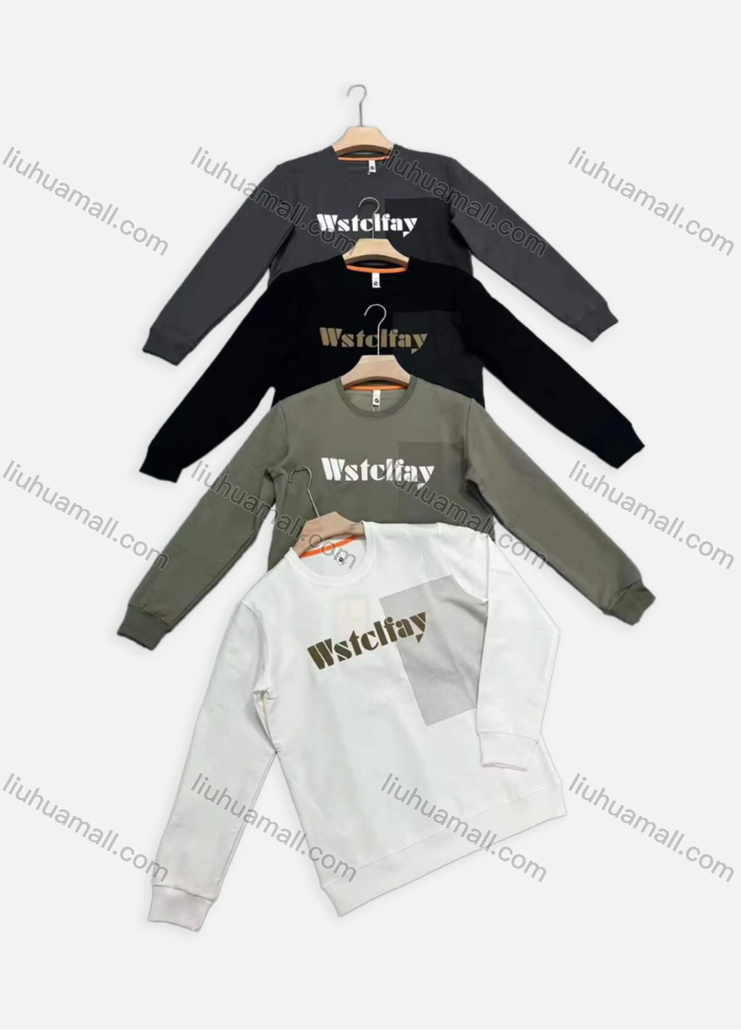 Wholesale Men's Casual Letter Print Round Neck Patchwork Long Sleeve Sweatshirt 1601# - Liuhuamall
