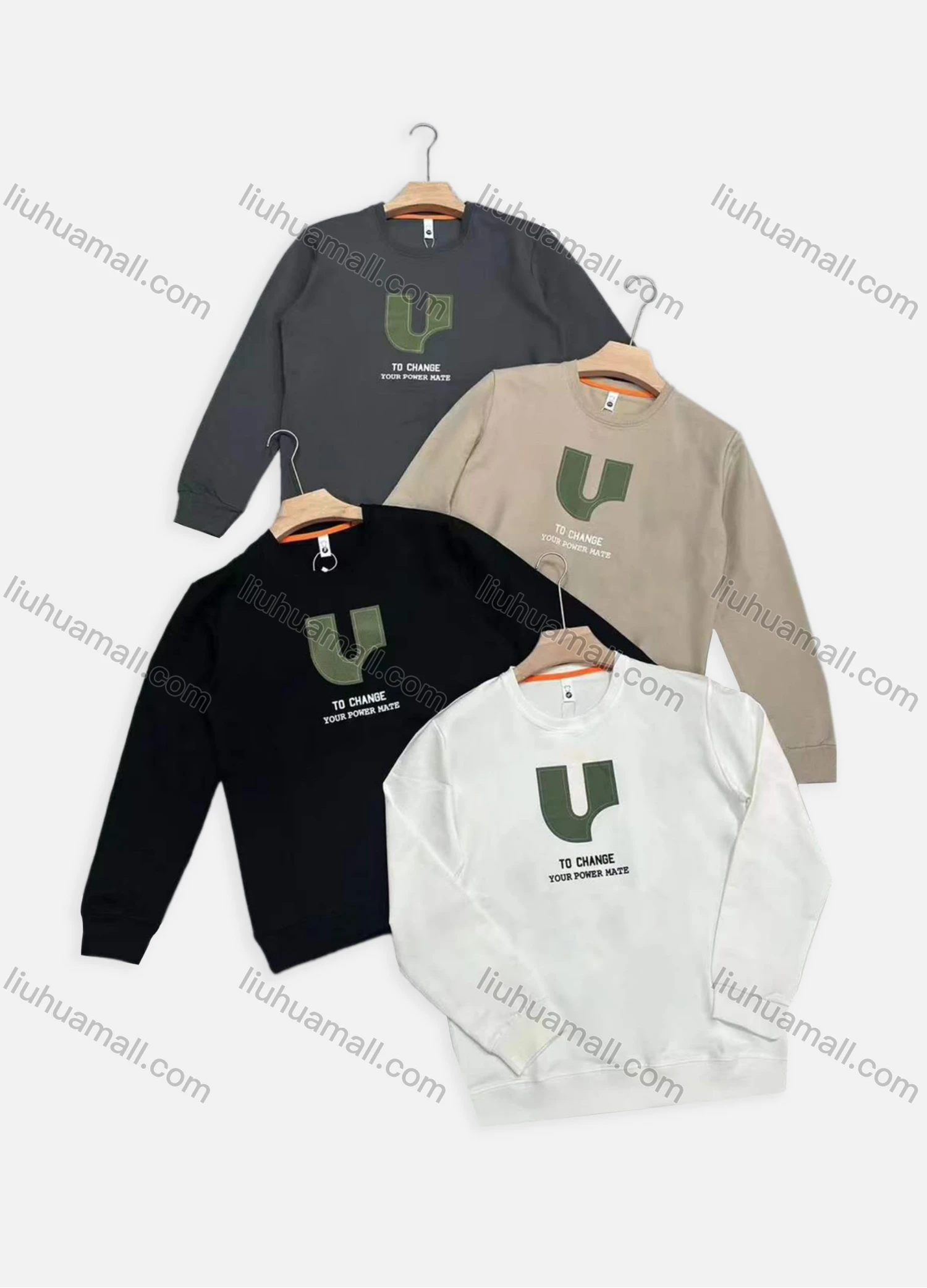 Wholesale Men's Casual Letter Graphic Round Neck Long Sleeve Sweatshirt 1610# - Liuhuamall