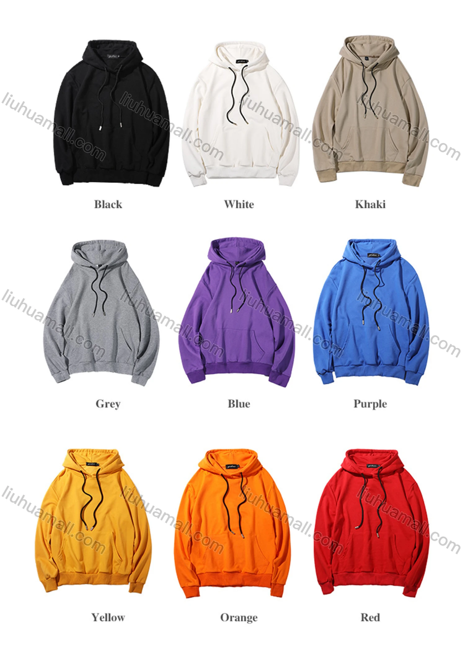 Wholesale Men's Casual Plain Sweatshirt Unisex Long Sleeve Pullover Hoodie With Kangaroo Pocket Custom 1802F# - Liuhuamall