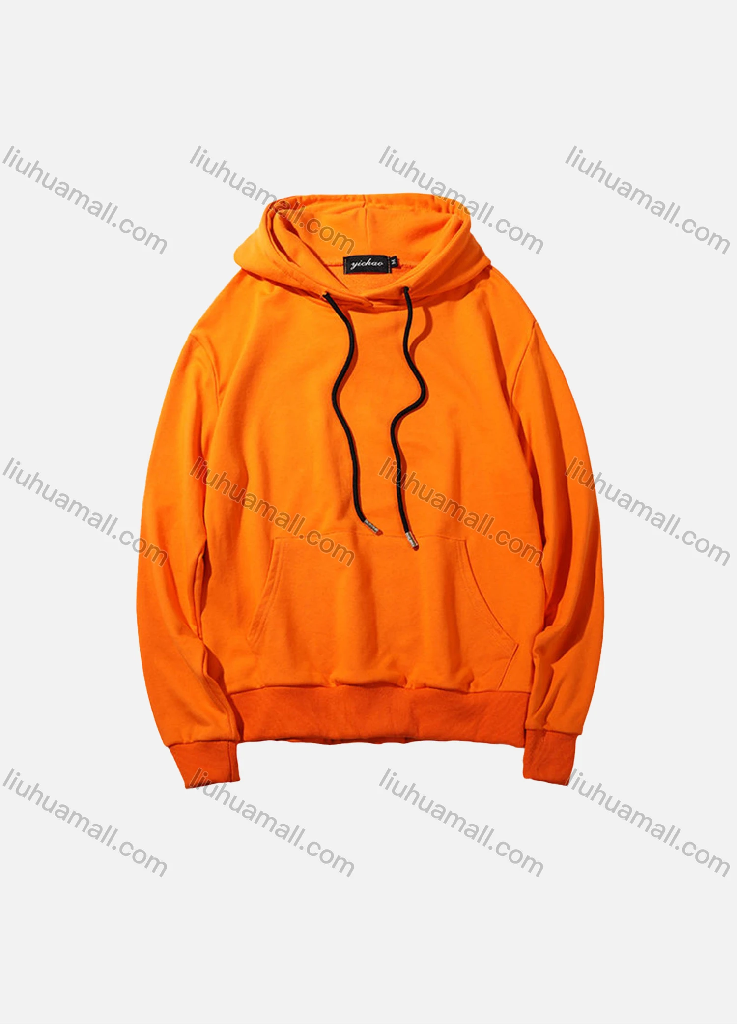 Wholesale Men's Casual Plain Sweatshirt Unisex Long Sleeve Pullover Hoodie With Kangaroo Pocket Custom 1802F# - Liuhuamall