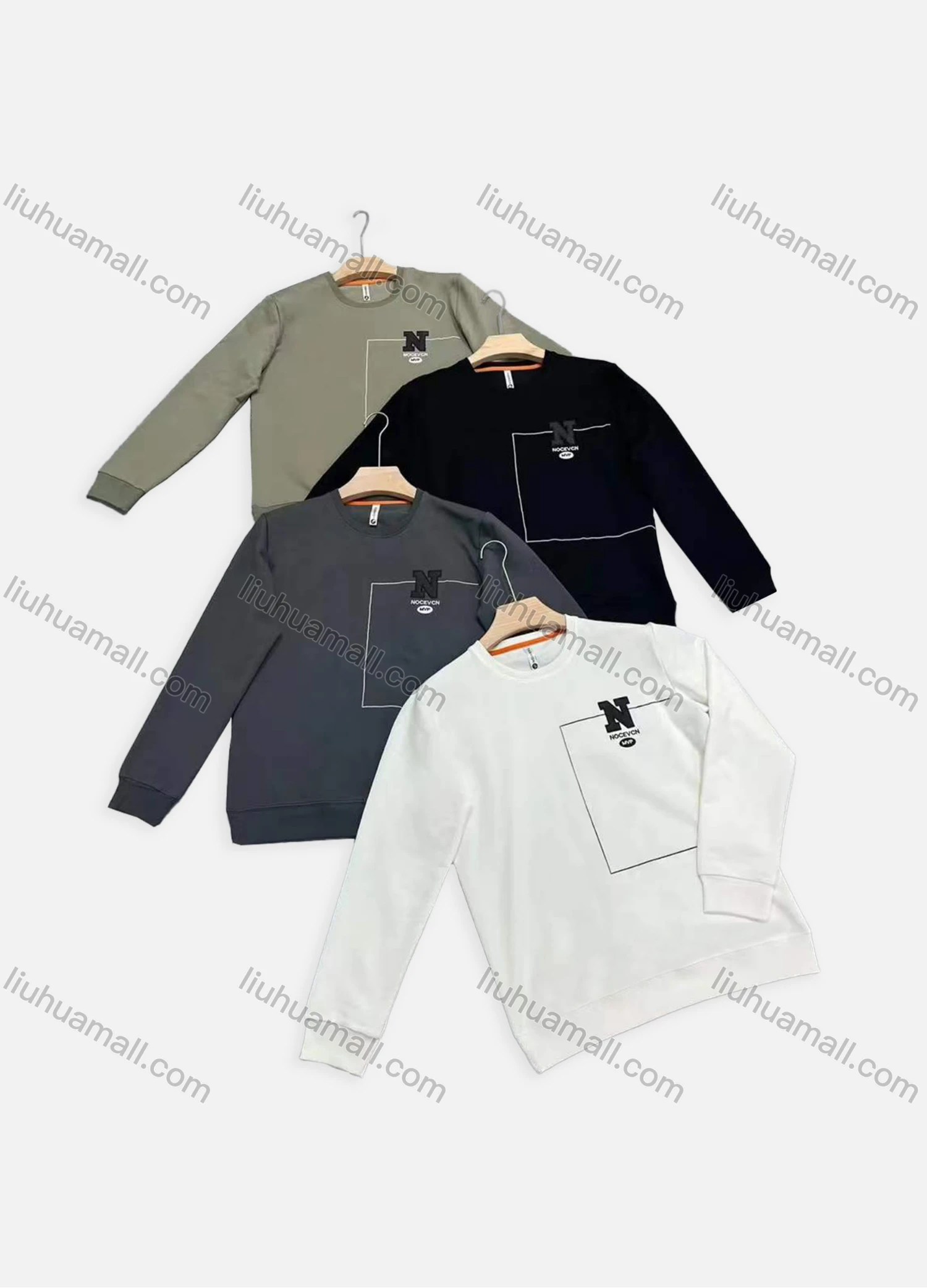 Wholesale Men's Casual Letter Graphic Round Neck Long Sleeve Sweatshirt 1611# - Liuhuamall