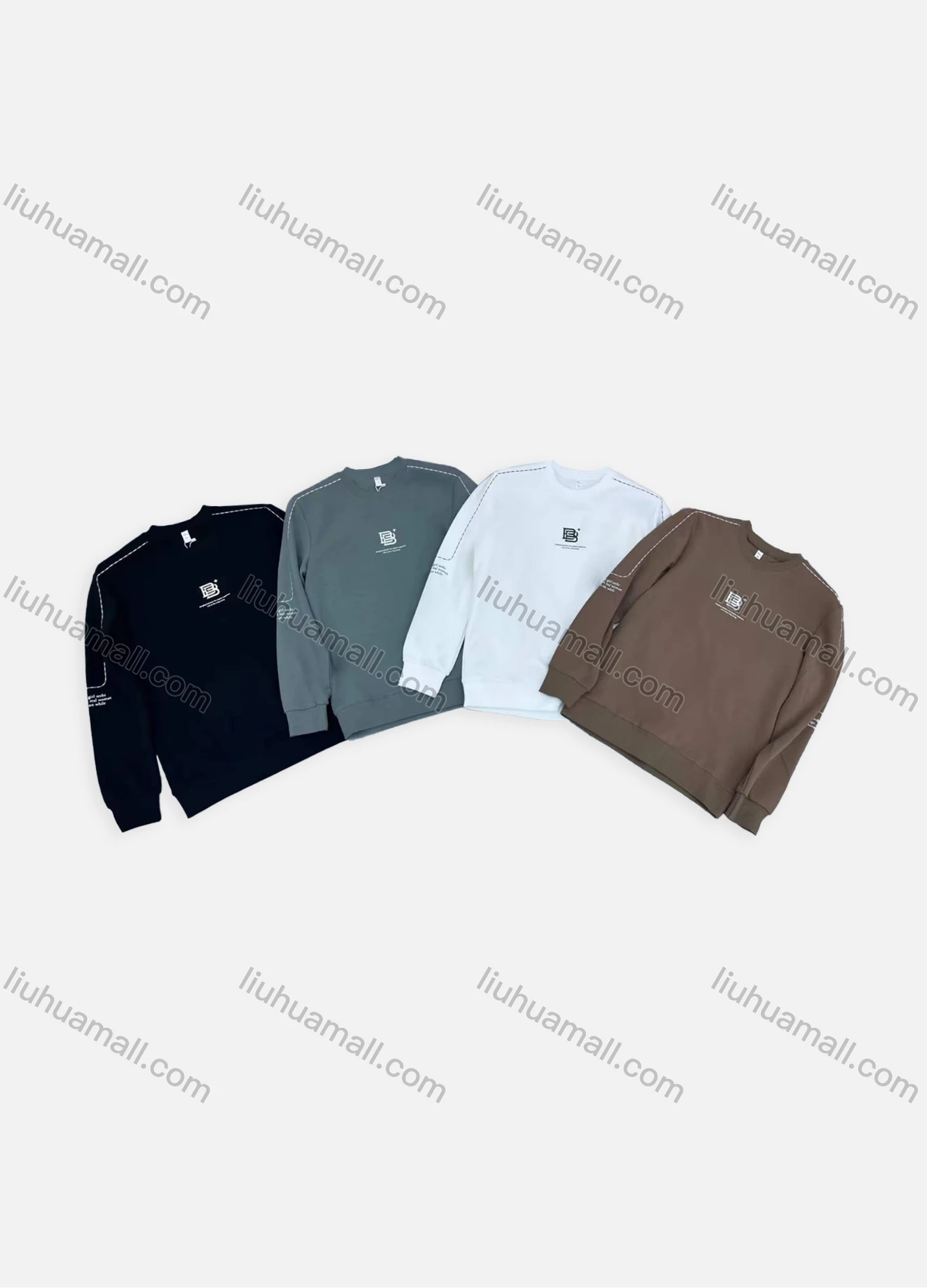 Wholesale Men's Casual Letter Graphic Round Neck Long Sleeve Sweatshirt 6209# - Liuhuamall