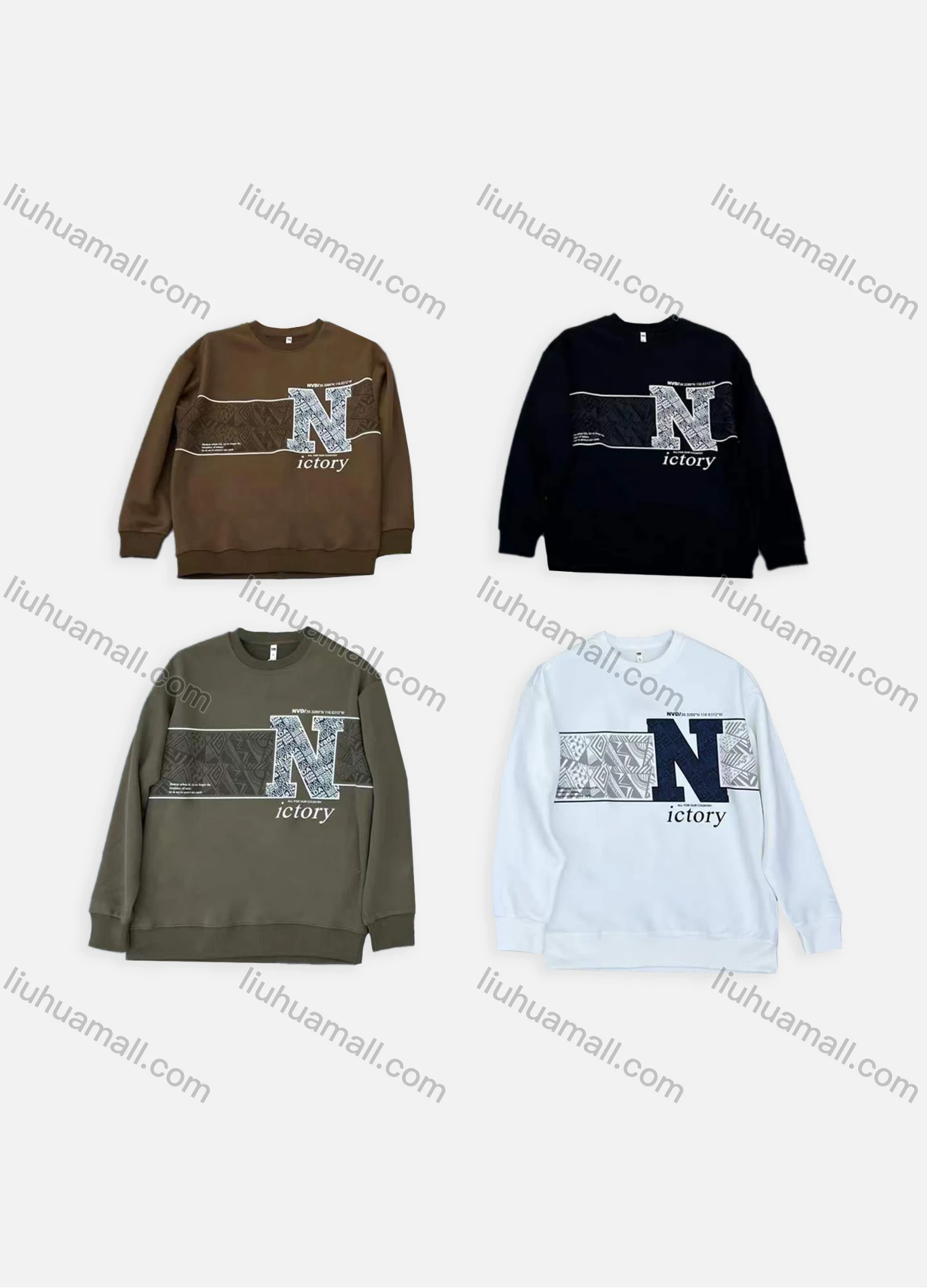 Wholesale Men's Casual Letter Graphic Round Neck Long Sleeve Sweatshirt 6606# - Liuhuamall