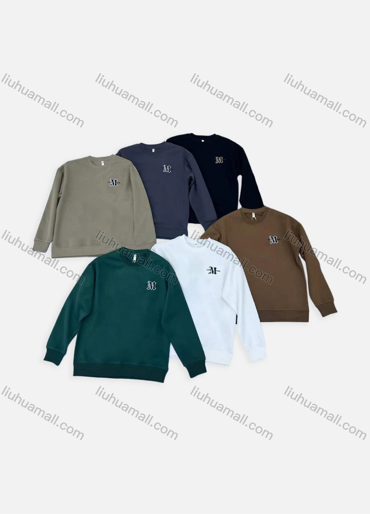 Wholesale Men's Casual Letter Logo Round Neck Long Sleeve Sweatshirt 6615# - Liuhuamall