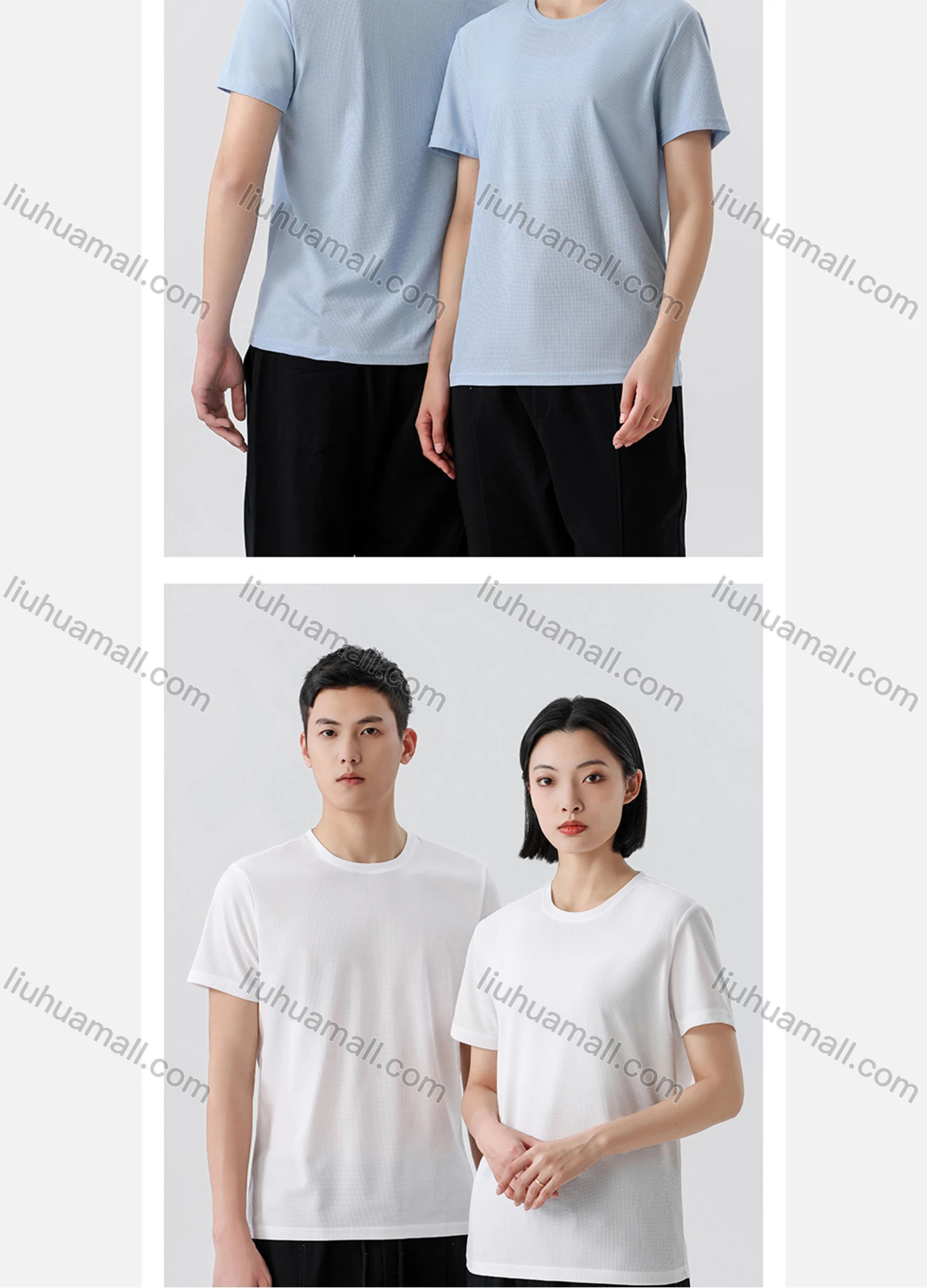 Wholesale Men's Fashion Breathable Grid Oversized Crew Neck Casual Plain Short Sleeve JHS-W23058# - Liuhuamall