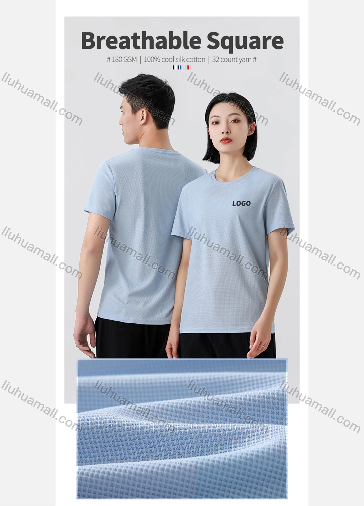 Wholesale Men's Fashion Breathable Grid Oversized Crew Neck Casual Plain Short Sleeve JHS-W23058# - Liuhuamall