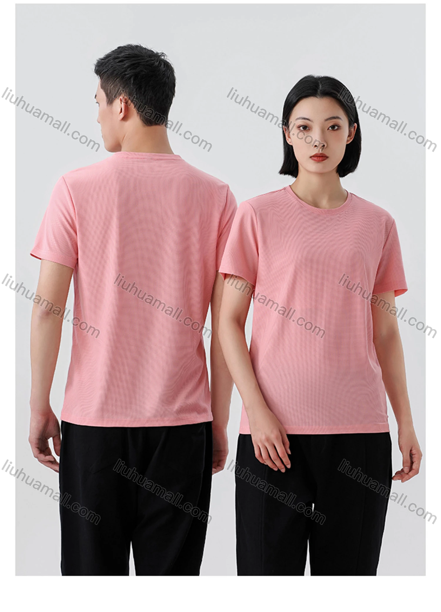 Wholesale Men's Fashion Breathable Grid Oversized Crew Neck Casual Plain Short Sleeve JHS-W23058# - Liuhuamall
