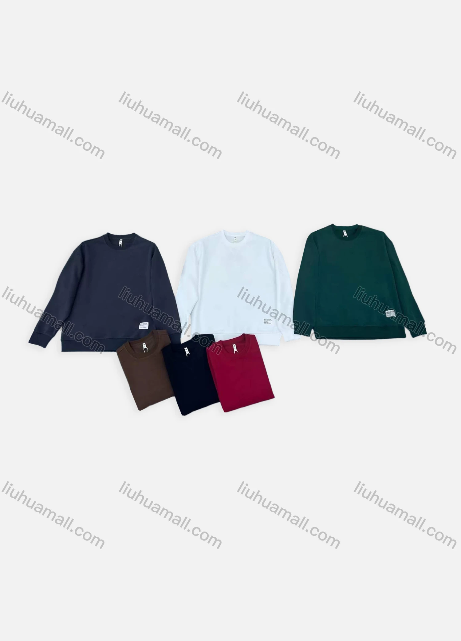 Wholesale Men's Casual Plain Labelled Round Neck Long Sleeve Sweatshirt 6625# - Liuhuamall