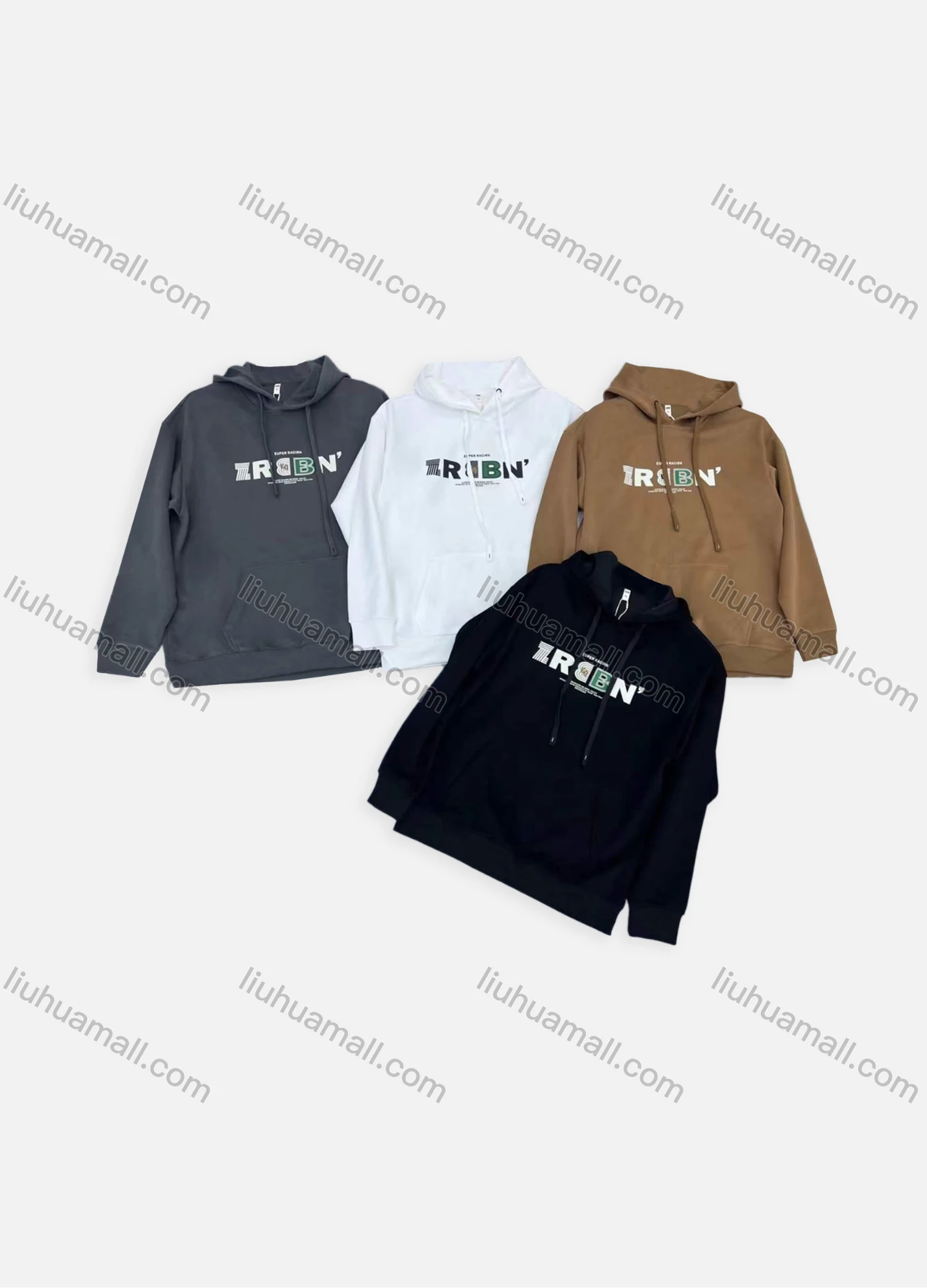 Wholesale Men's Casual Letter Graphic Long Sleeve Kangaroo Pocket Drawstring Hoodie 6652# - Liuhuamall