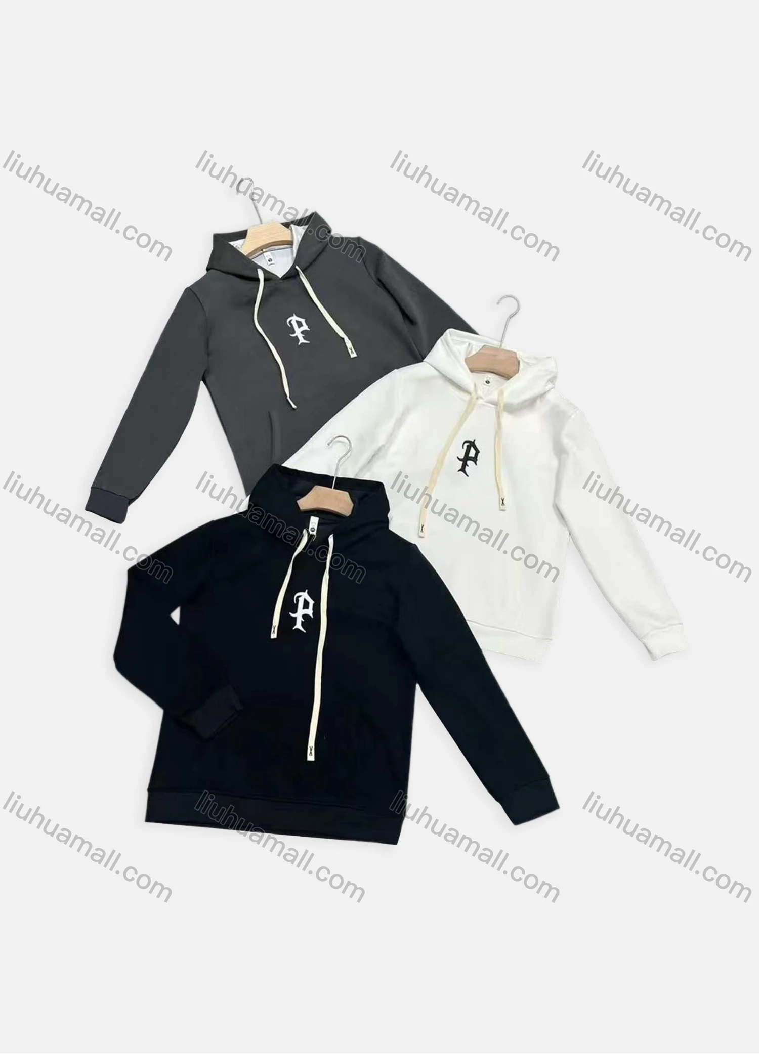 Wholesale Men's Casual Letter Print Long Sleeve Kangaroo Pocket Drawstring Hoodie 7309# - Liuhuamall