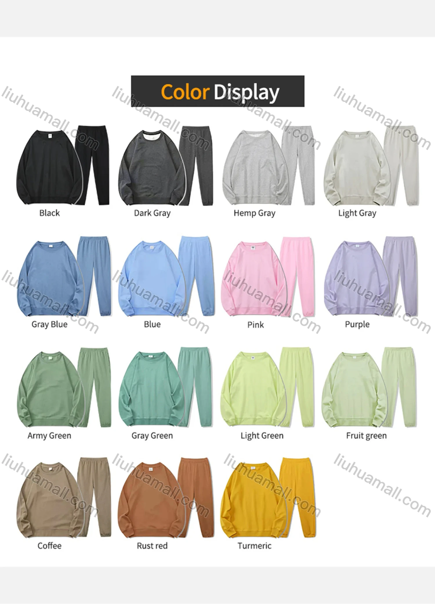 Wholesale Men's Casual Plain Long Sleeve Sweatshirt Pullover Set With Custom Embroidery Logo JM-8218A & JM-FS11266-01# - Liuhuamall