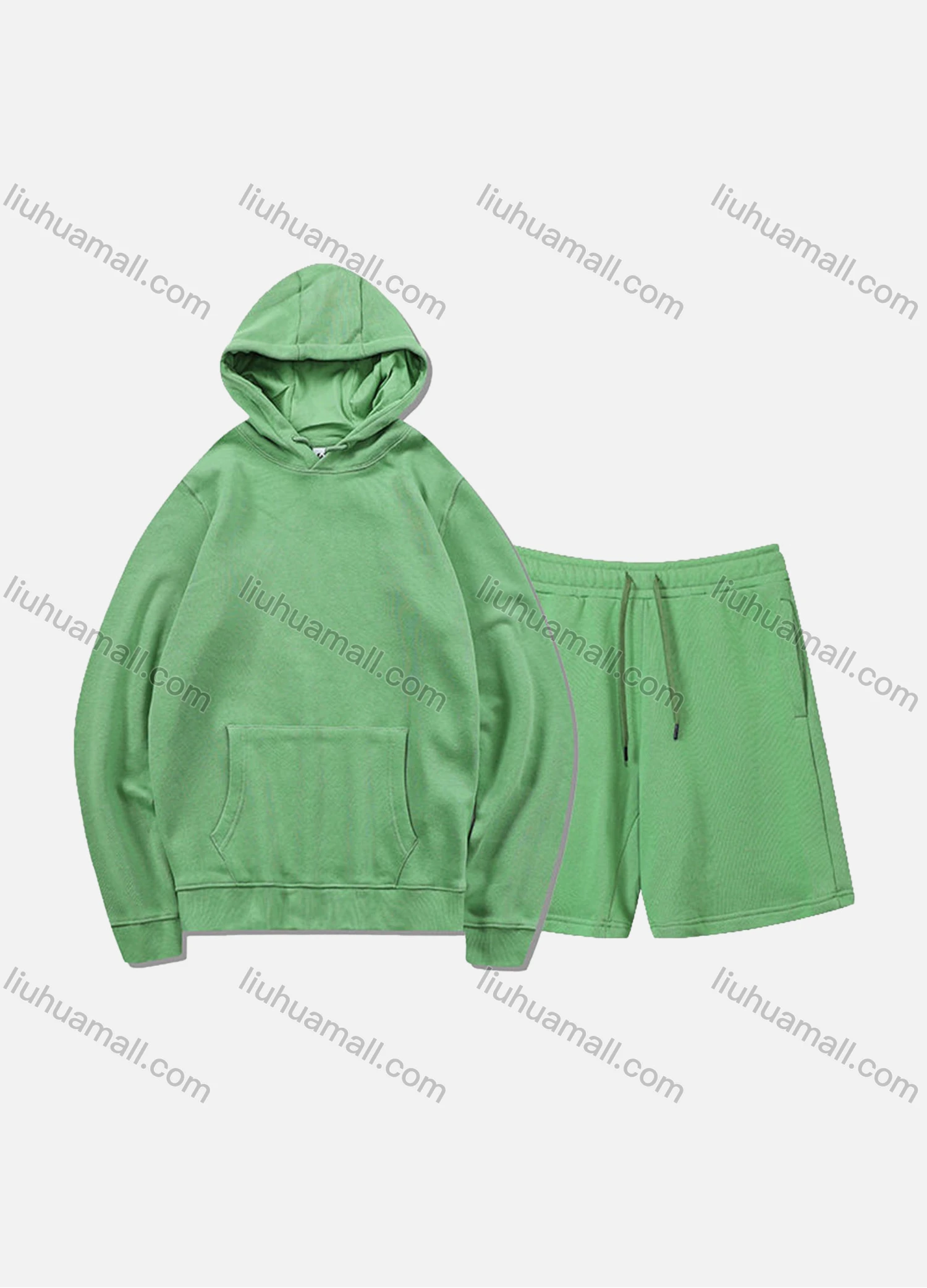 Wholesale Men's Basic Plain Jogging Sweatshirt Pullover Kangaroo Pocket Hoodie With Shorts 2 Piece Set JM-FSBH9999+JM-FS456# - Liuhuamall