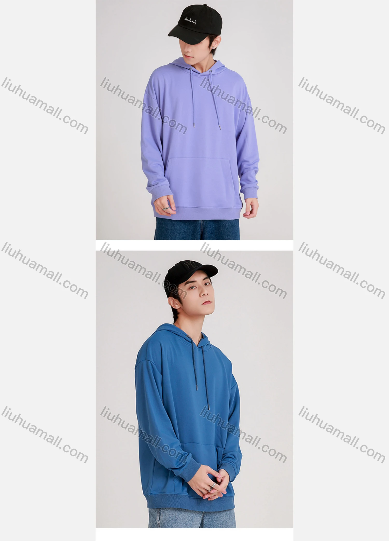 Wholesale Men's Fashion Casual Plain Sweatshirt Unisex Pullover Hoodie With Kangaroo Pocket Custom logo M028# - Liuhuamall