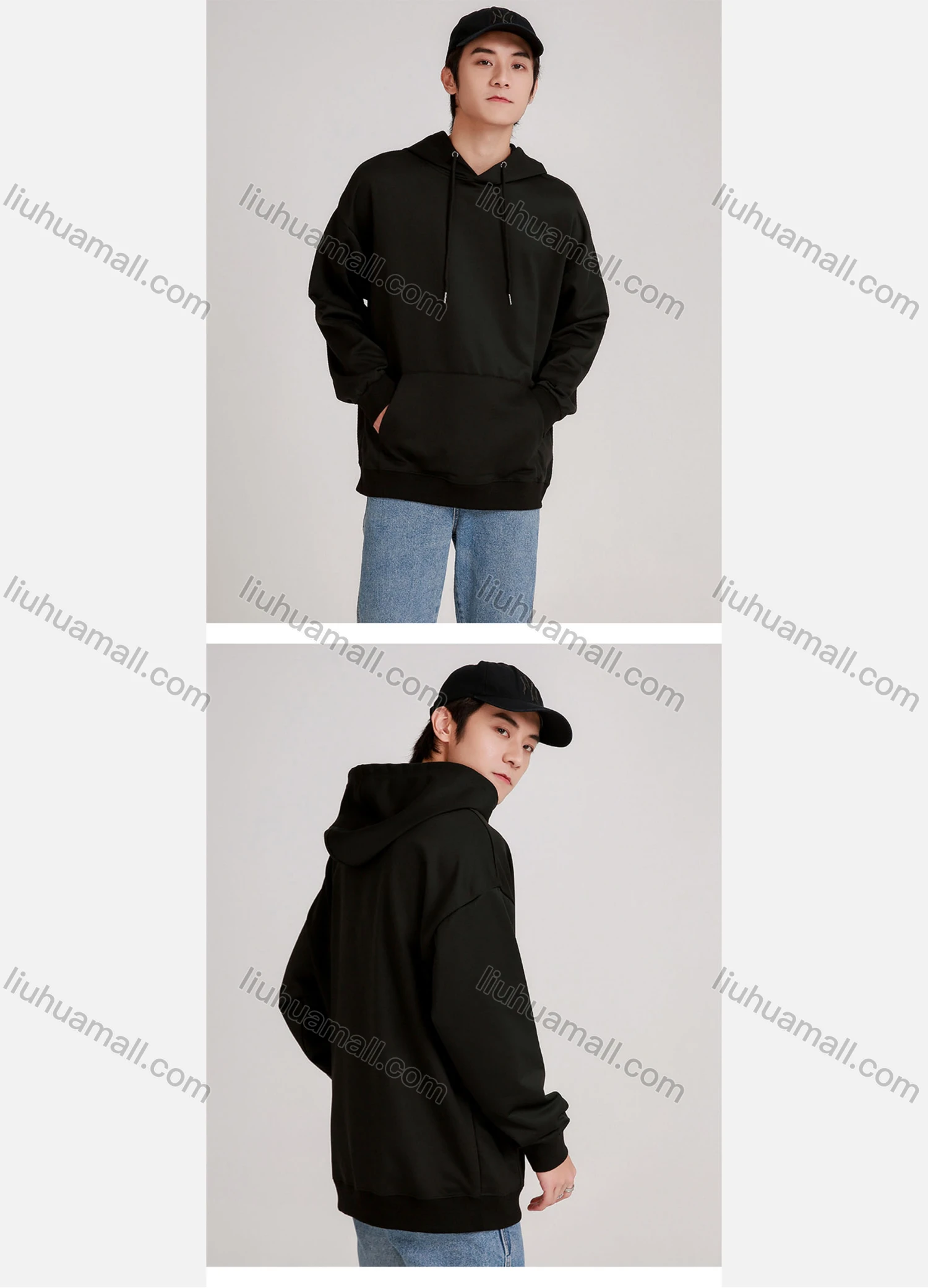 Wholesale Men's Fashion Casual Plain Sweatshirt Unisex Pullover Hoodie With Kangaroo Pocket Custom logo M028# - Liuhuamall