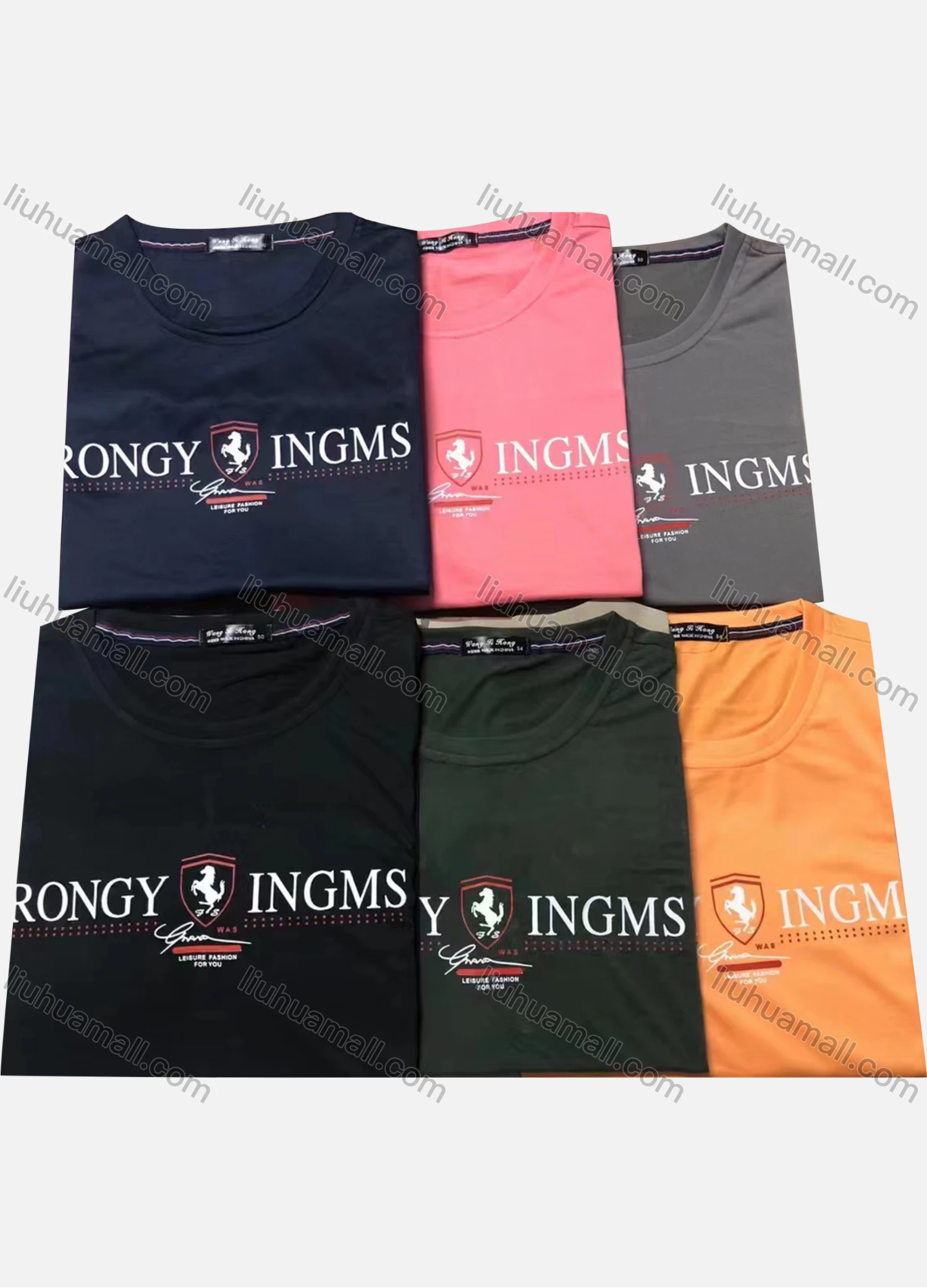 Wholesale Men's Casual Letter Graphic Round Neck Short Sleeve Tee - Liuhuamall