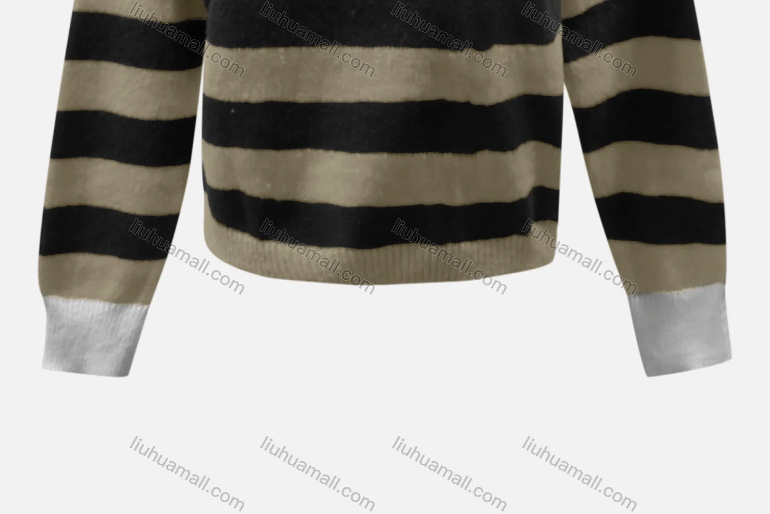 Wholesale Women's Casual Collared Long Sleeve Striped Knit Sweater 60855# - Liuhuamall